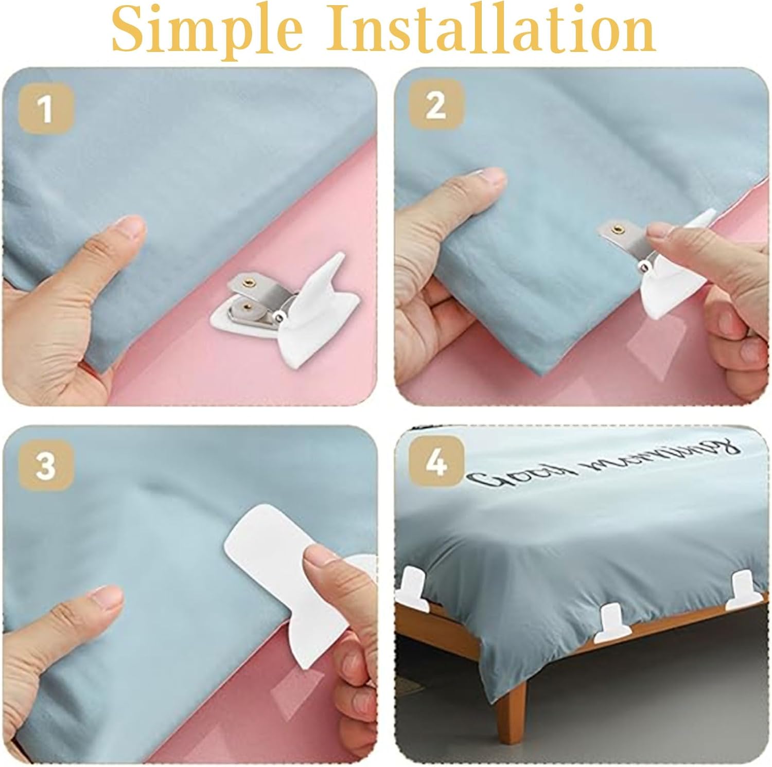 8 Pcs Padded Comforter Clips Duvet Cover Clips, Non-Slip Bed Sheet Clips Fasteners Duvet Clips for Inside Duvet Cover for Preventing Comforters from Shifting Inside - Image 3