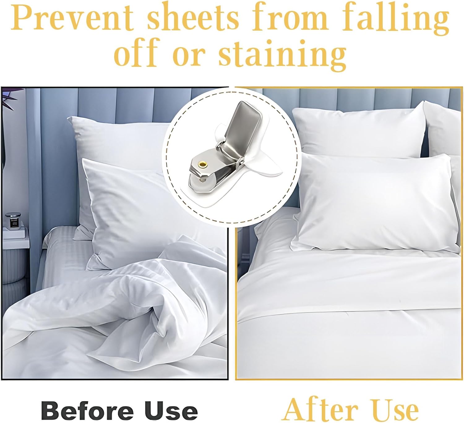 8 Pcs Padded Comforter Clips Duvet Cover Clips, Non-Slip Bed Sheet Clips Fasteners Duvet Clips for Inside Duvet Cover for Preventing Comforters from Shifting Inside - Image 5