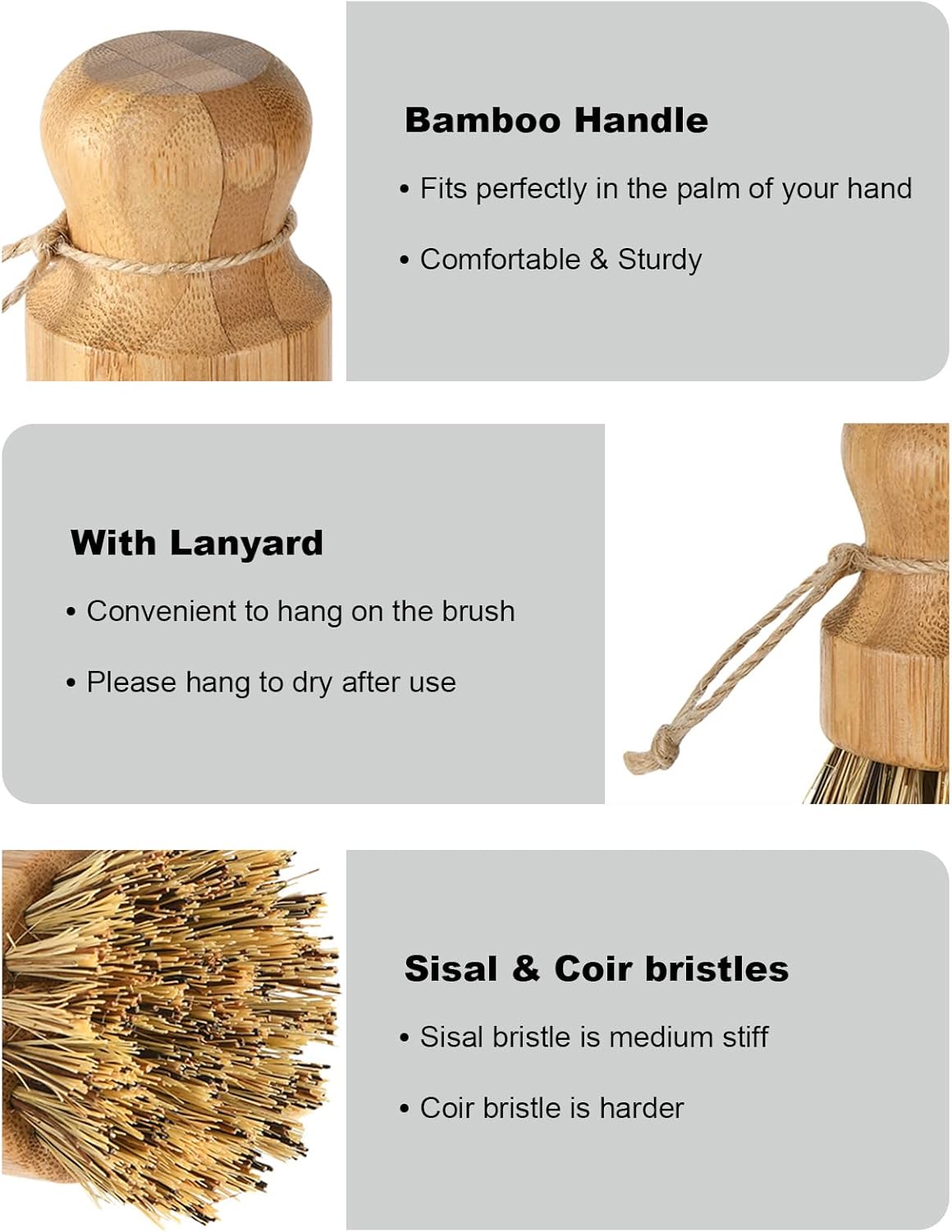 Dish Scrub Brush Dish Scrubber, 4 Packs Natural Bamboo Dish Brush Full Circle Palm Scrub Brush for Cleaning Pots Pans Vegetables (3.12 x 2.2 in) - Image 3