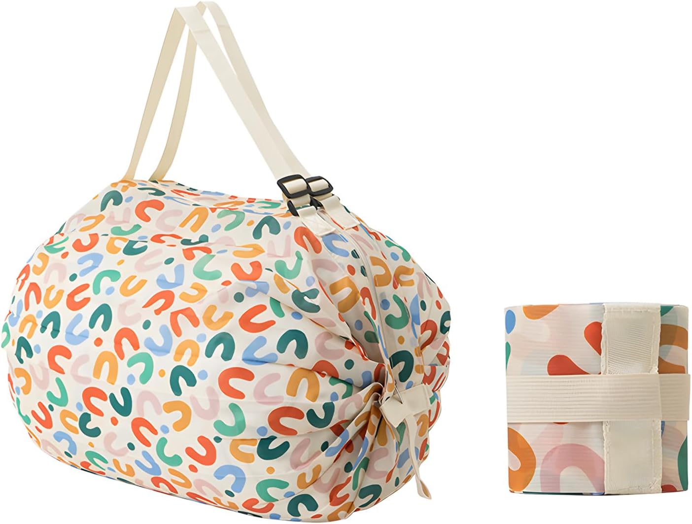 Reusable Shopping Bag, Portable Foldable Nylon Grocery Bag with Zipper, Large Capacity Luggage Bags for traveling, Camping, Picnics, and Fitness - Image 1