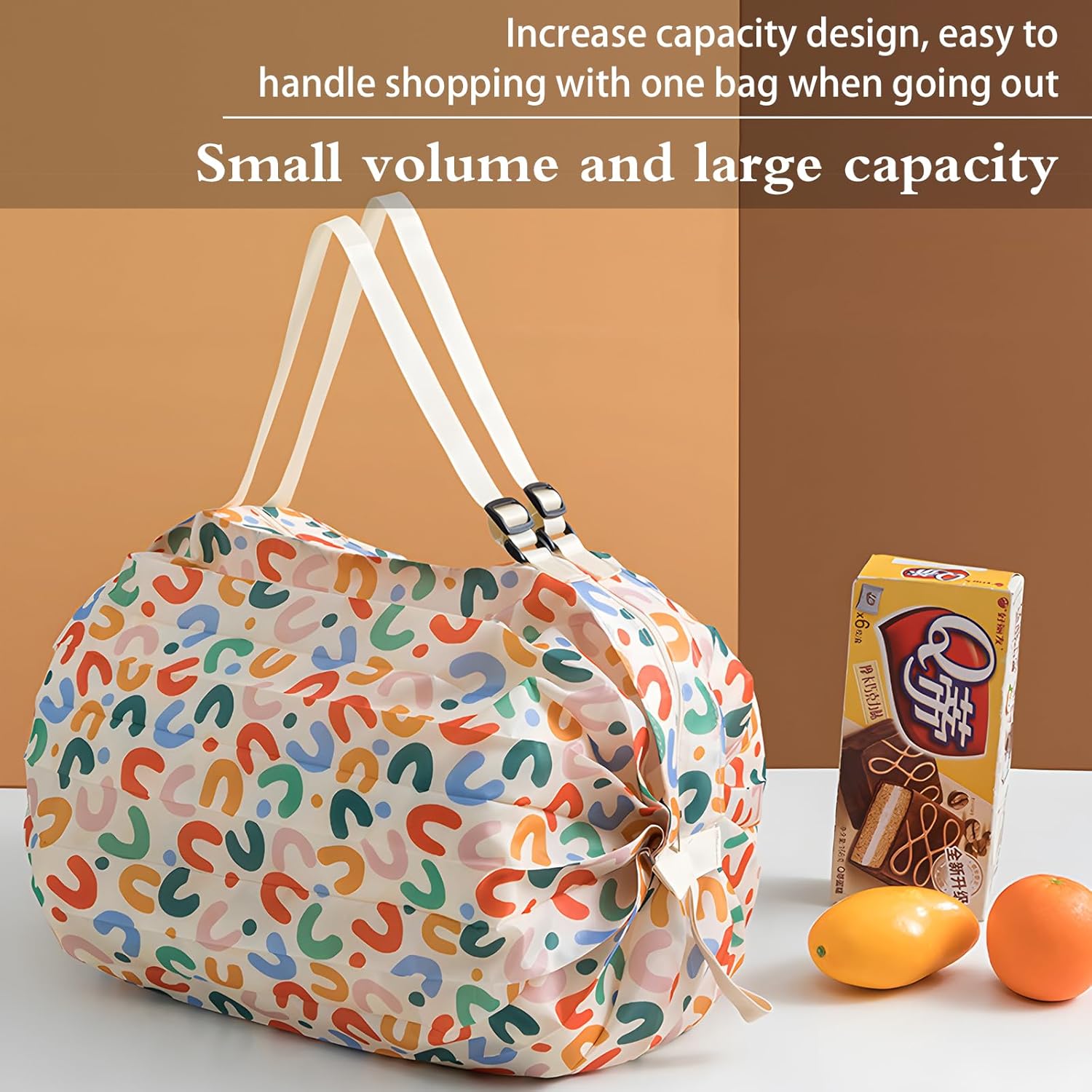 Reusable Shopping Bag, Portable Foldable Nylon Grocery Bag with Zipper, Large Capacity Luggage Bags for traveling, Camping, Picnics, and Fitness - Image 3
