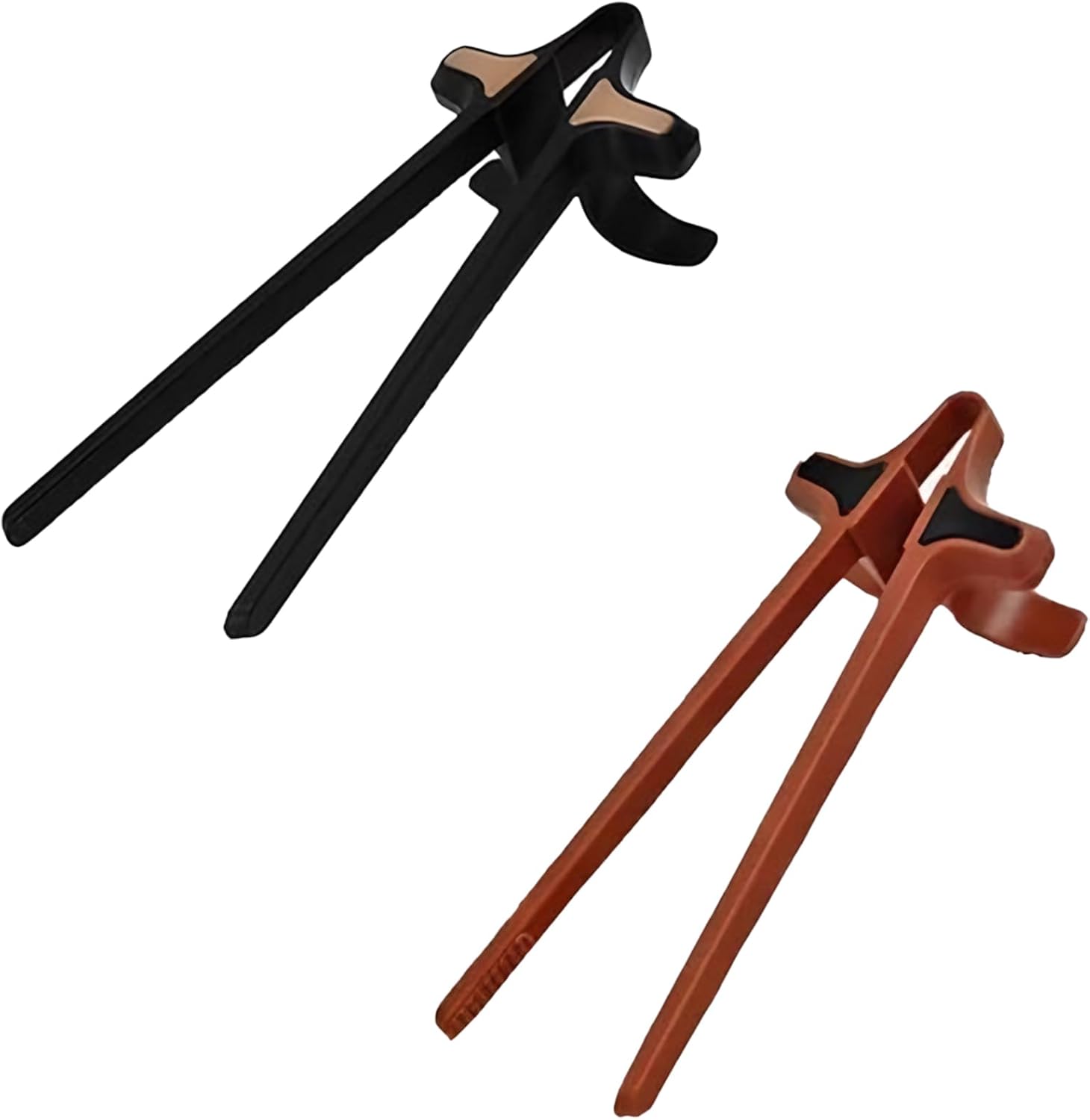 2Pcs Finger Chopsticks, Snack Chopsticks for Gamers Snack Clips Gamepad Accessories Mobile Game Accessories (Black, Brown) - Image 1