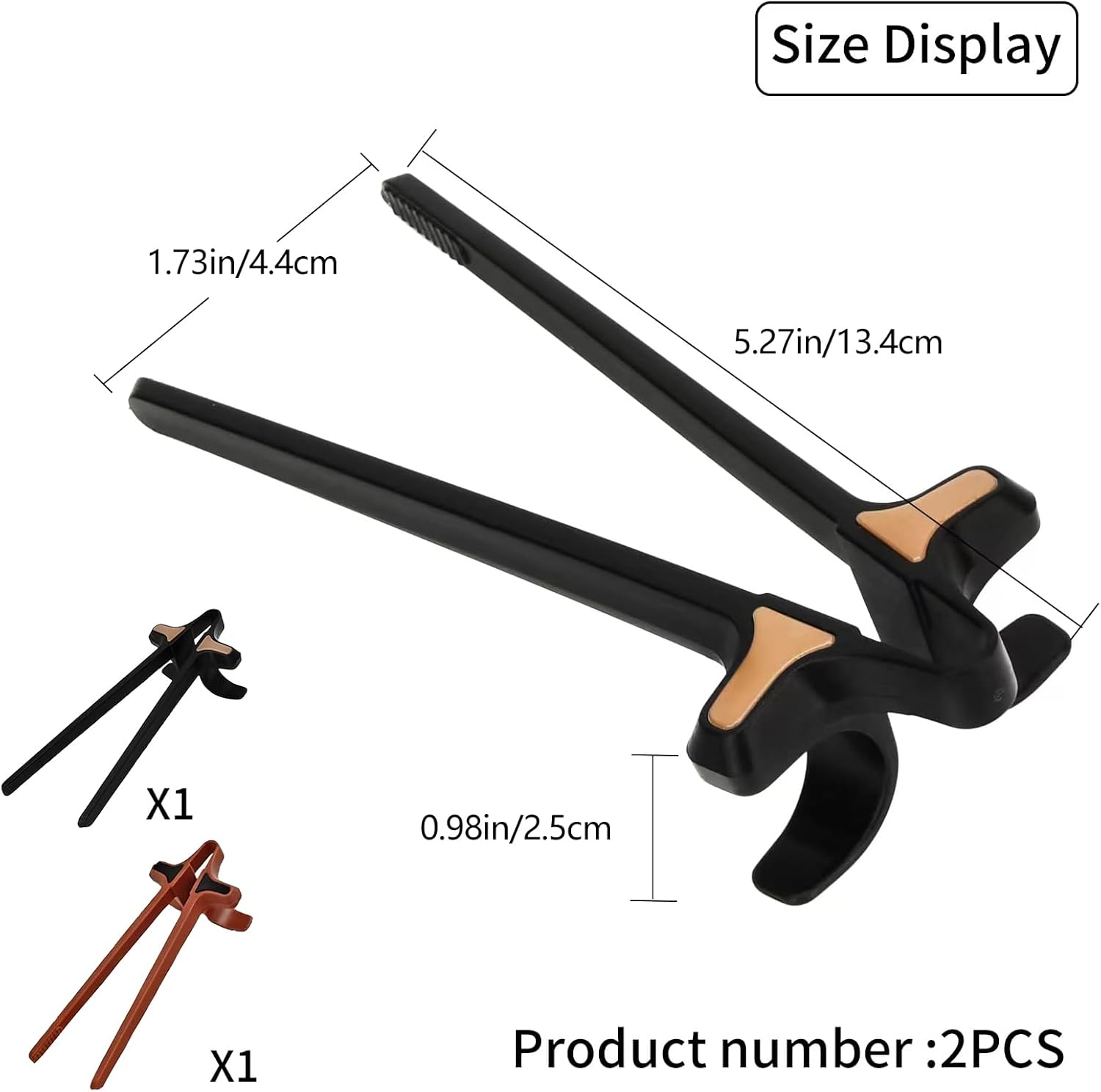 2Pcs Finger Chopsticks, Snack Chopsticks for Gamers Snack Clips Gamepad Accessories Mobile Game Accessories (Black, Brown) - Image 2