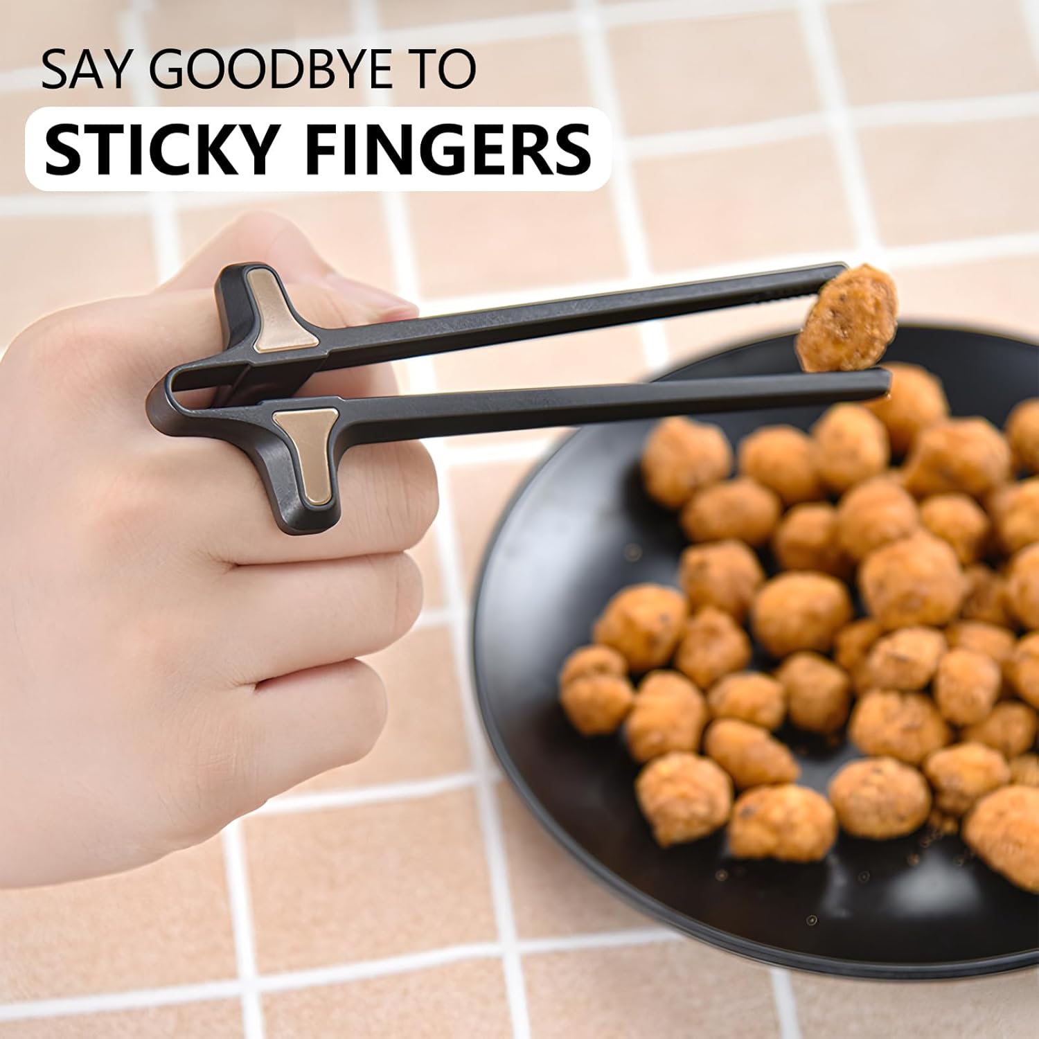2Pcs Finger Chopsticks, Snack Chopsticks for Gamers Snack Clips Gamepad Accessories Mobile Game Accessories (Black, Brown) - Image 4