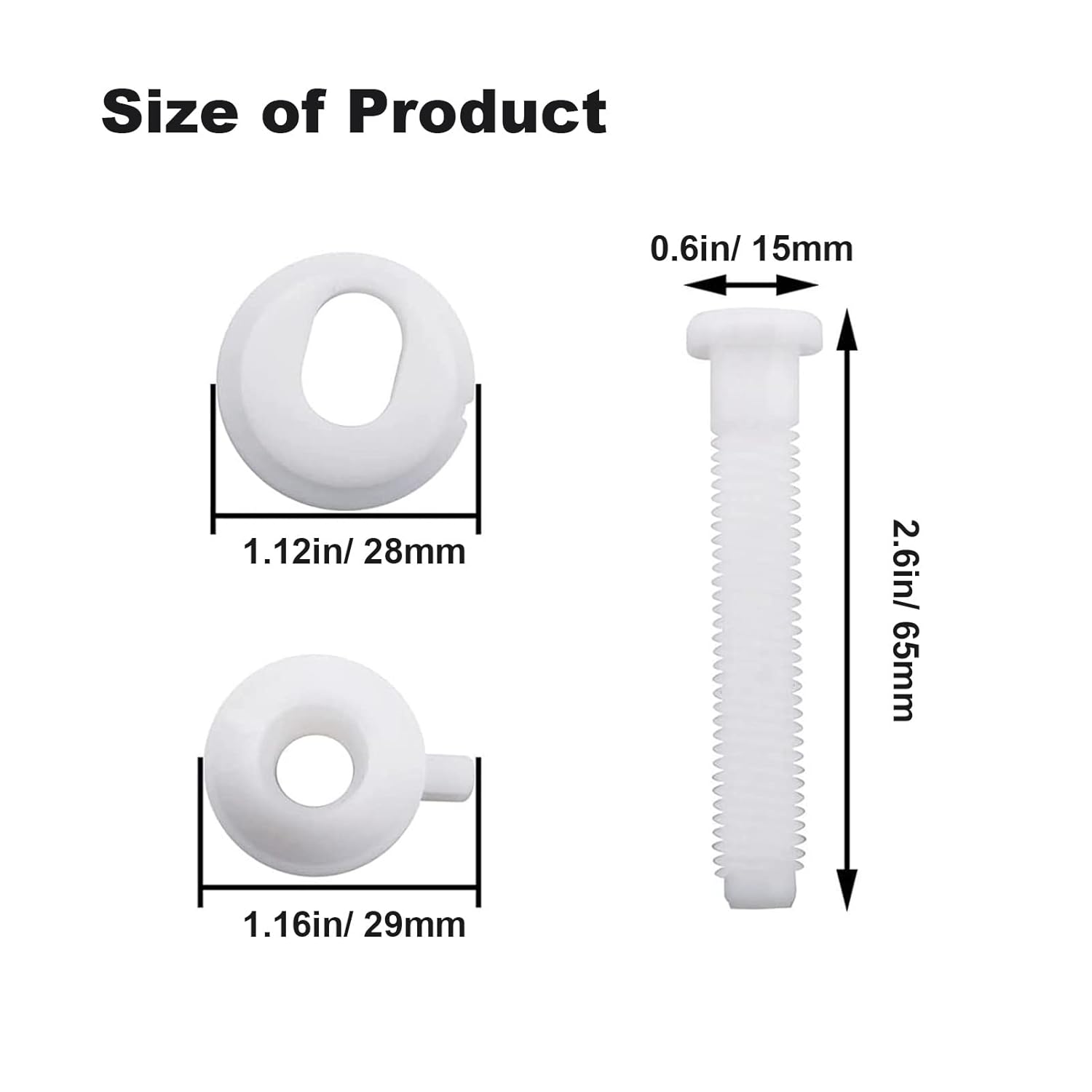 Toilet Seat Hinge Bolt Screw, 4 PCS Universal Plastic Downlock Nuts Toilet Seat Hinge Bolts Replacement Parts for Fixing Top Mount Toilet Seat Hinges - Image 2