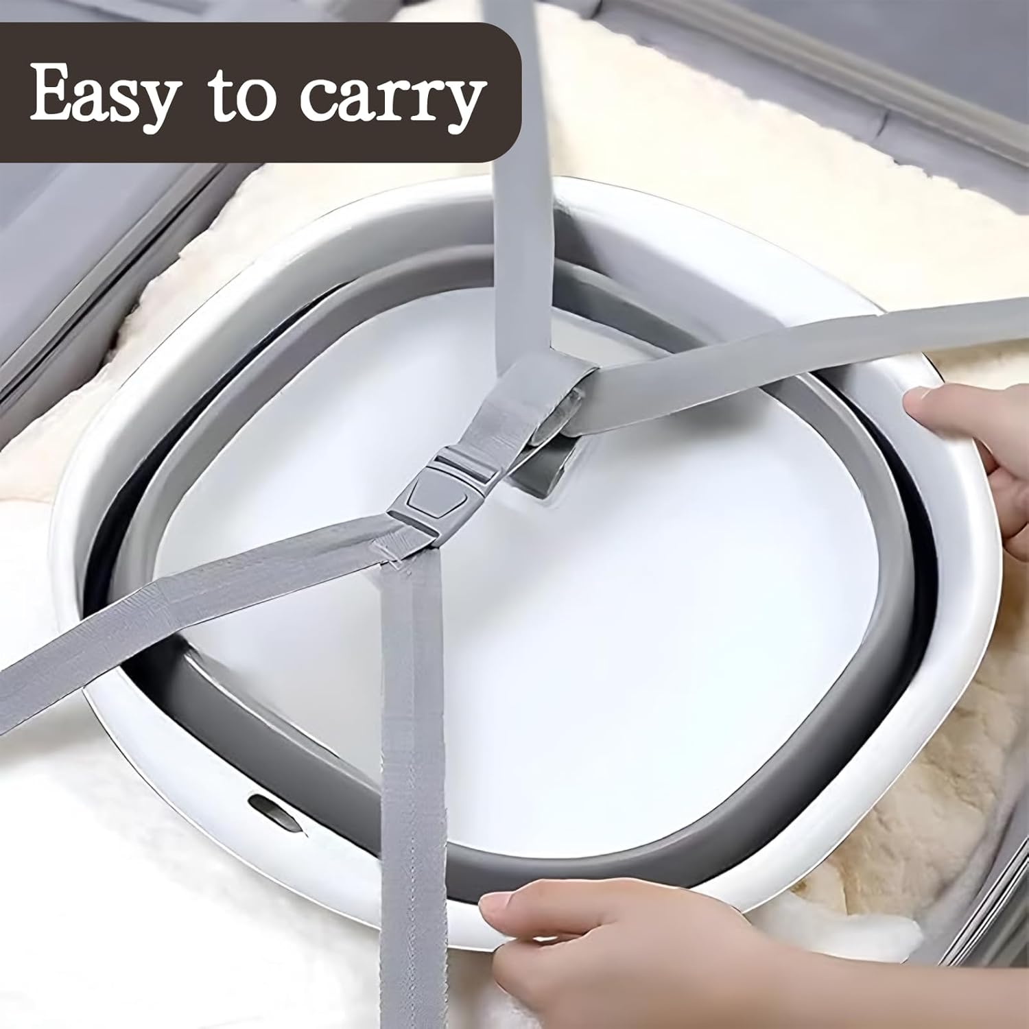 2 Pack Collapsible Wash Basin, Portable Wash Basin with Handles for Kitchen Sink Fruits Vegetables Home Camping Easy Storage (Grey) - Image 5