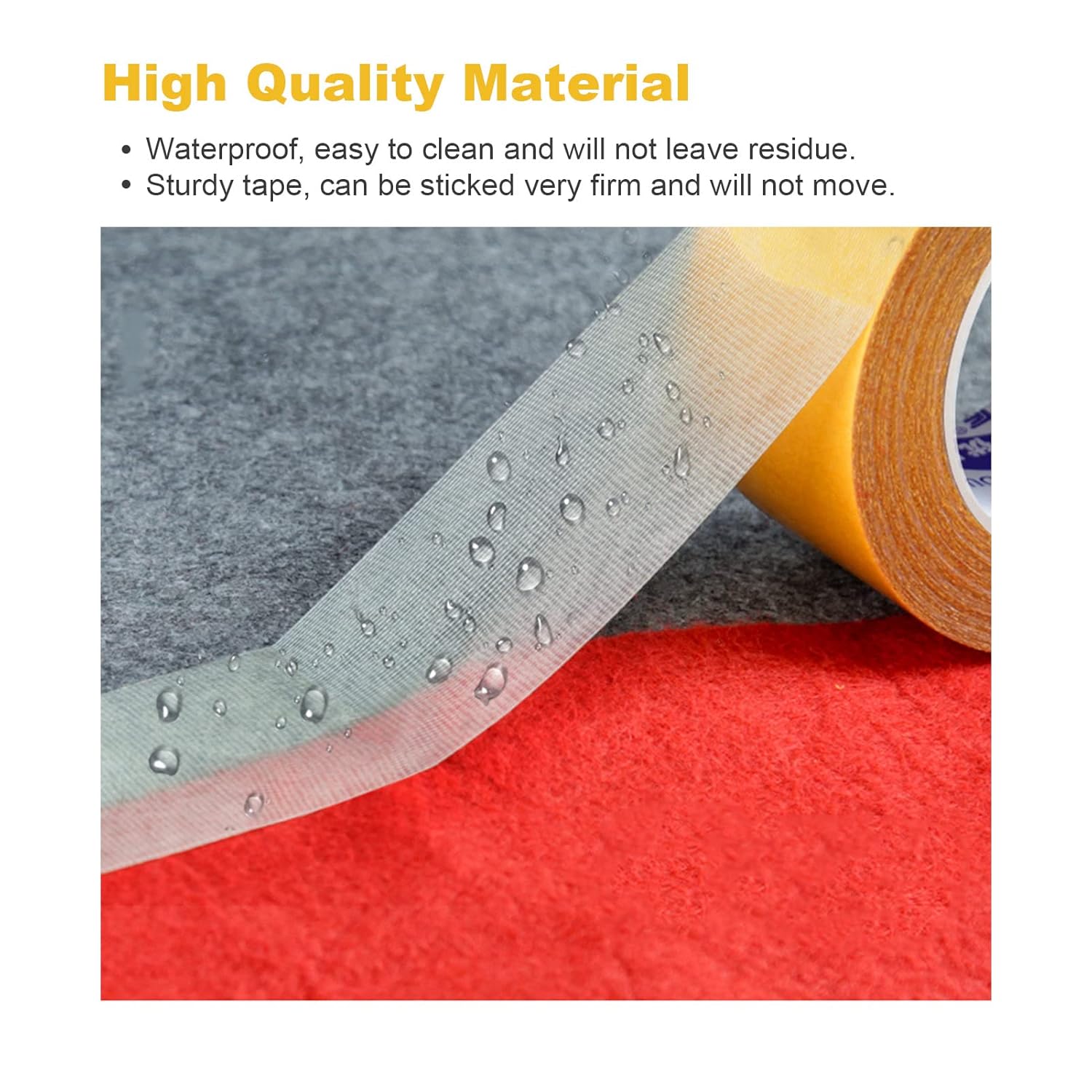 Double Sided Tape Heavy Duty, 2 in X 66 FT (20m) Double Sided Adhesive Tape Super Sticky Carpet Tape Fabric Strong Wall Mounting Tape (Yellow) - Image 6
