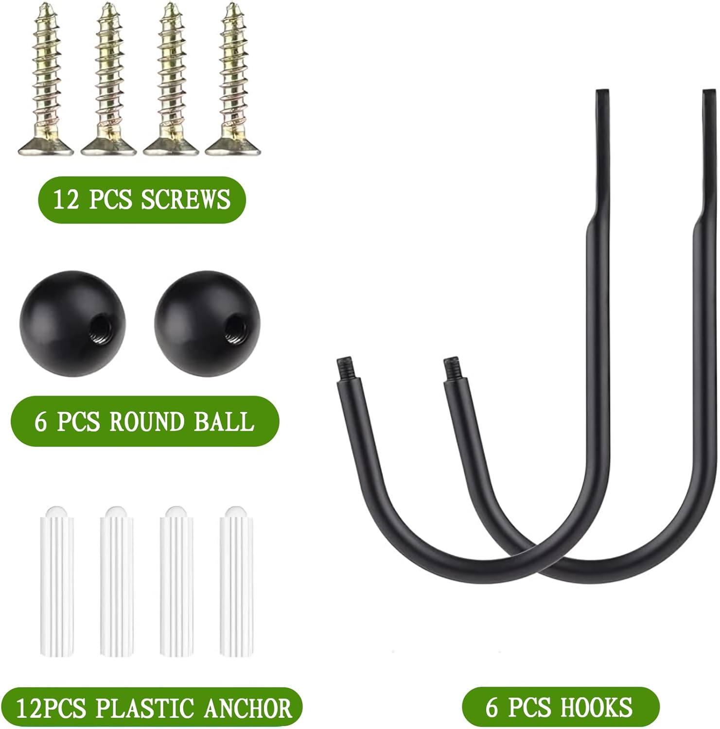 6 Pcs Curtain Holdbacks Curtain Tiebacks, U Shaped Curtain Hooks Wall Mount Window Curtain Holder (Black) - Image 4