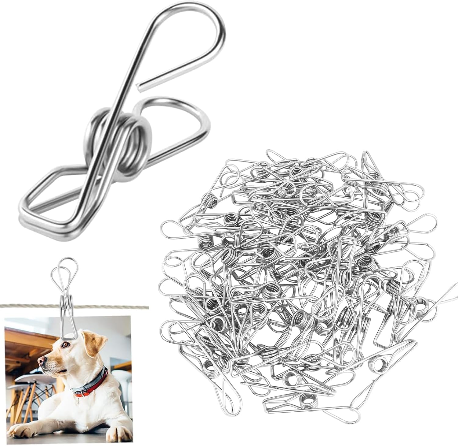 30 PCS Clothes Pins for Laundry Clips, 2.5 Inch Stainless Steel Clothespins for Outdoor, Clothes, Food Sealing and Photo - Image 1