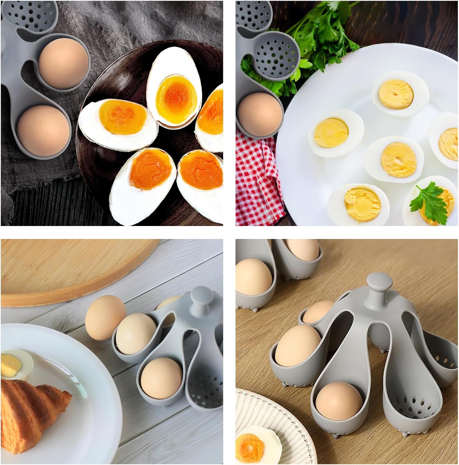 Silicone Egg Boiler Rack, Egg Poacher Egg Boiler Holder Holds 6 Eggs for Easy Cooking and Fridge Storage, Dishwasher Safe - Image 6