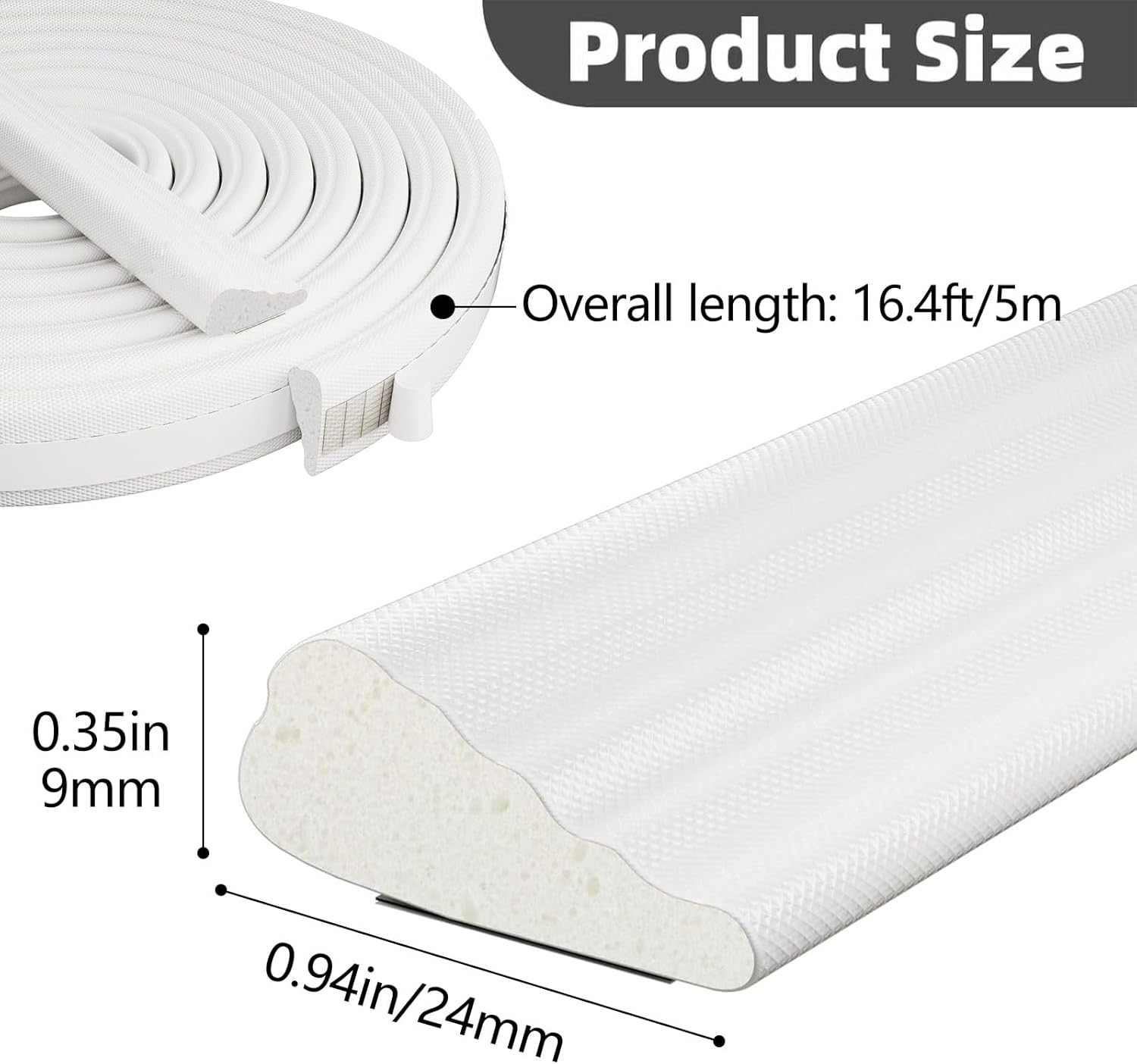 Weather Stripping Door Seal Strip, 16.4 Ft Door Windows Insulation Strip Self Adhesive Draft Stoppers Foam Tape for Doors and Windows Frame Gap Blocker(White) - Image 2
