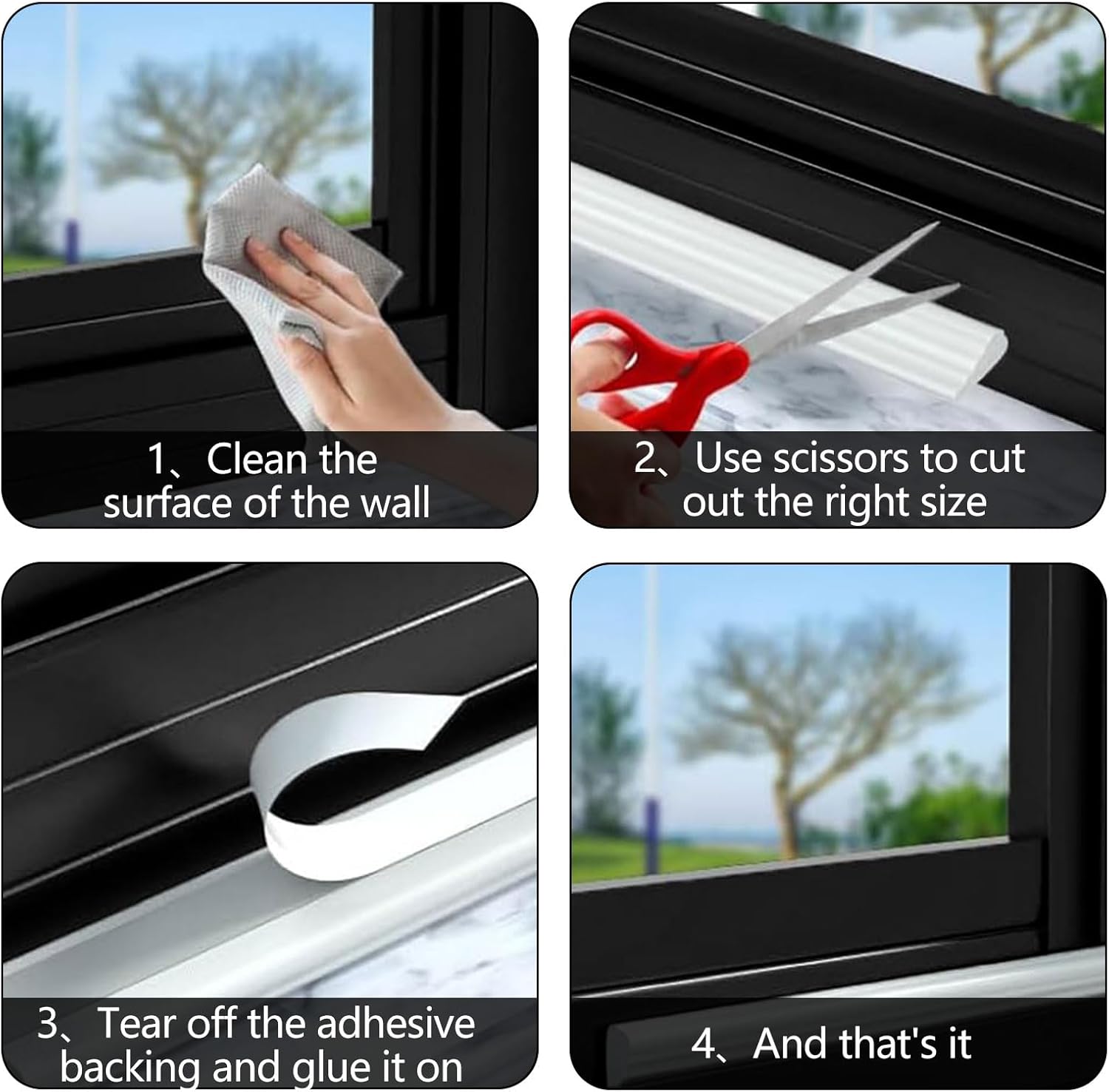 Weather Stripping Door Seal Strip, 16.4 Ft Door Windows Insulation Strip Self Adhesive Draft Stoppers Foam Tape for Doors and Windows Frame Gap Blocker(White) - Image 3