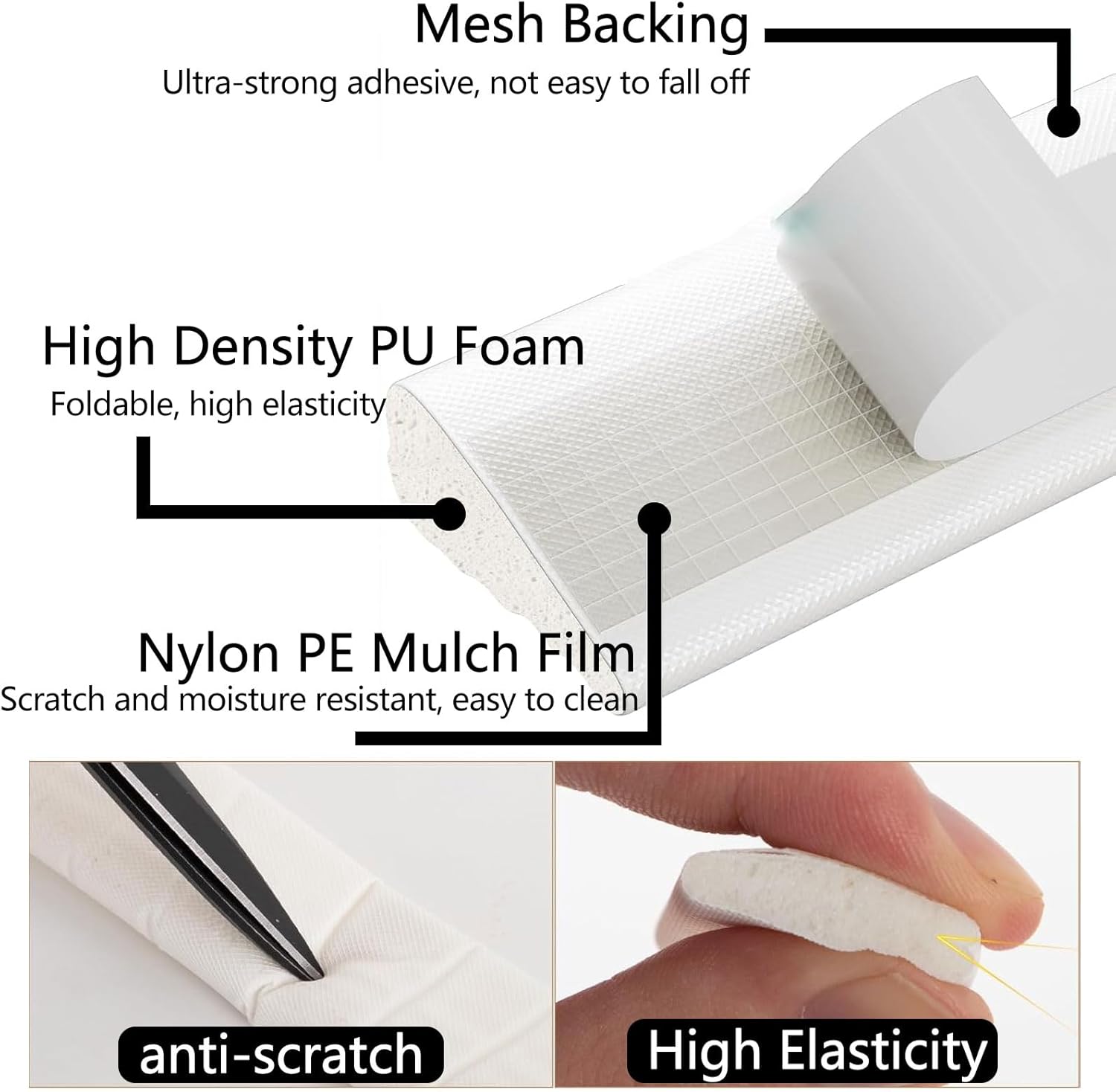Weather Stripping Door Seal Strip, 16.4 Ft Door Windows Insulation Strip Self Adhesive Draft Stoppers Foam Tape for Doors and Windows Frame Gap Blocker(White) - Image 5