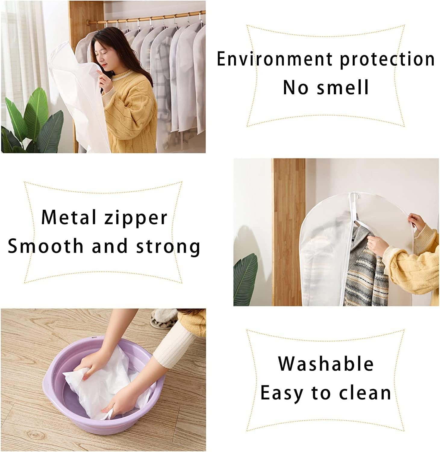 Garment Bag Suit Bag, 5 Pack Coat Cover Clothes Storage Bags Garment Dust Cover Bags with Zipper for Coat Suits Dresses Costumes Uniforms (40 x 24in, L) - Image 2
