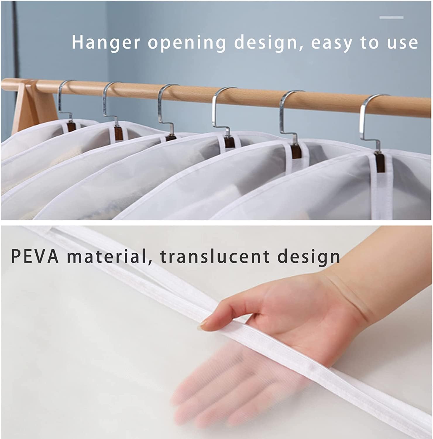 Garment Bag Suit Bag, 5 Pack Coat Cover Clothes Storage Bags Garment Dust Cover Bags with Zipper for Coat Suits Dresses Costumes Uniforms (40 x 24in, L) - Image 6