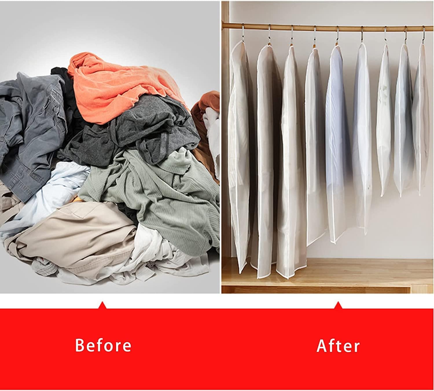Garment Bag Suit Bag, 5 Pack Coat Cover Clothes Storage Bags Garment Dust Cover Bags with Zipper for Coat Suits Dresses Costumes Uniforms (40 x 24in, L) - Image 7