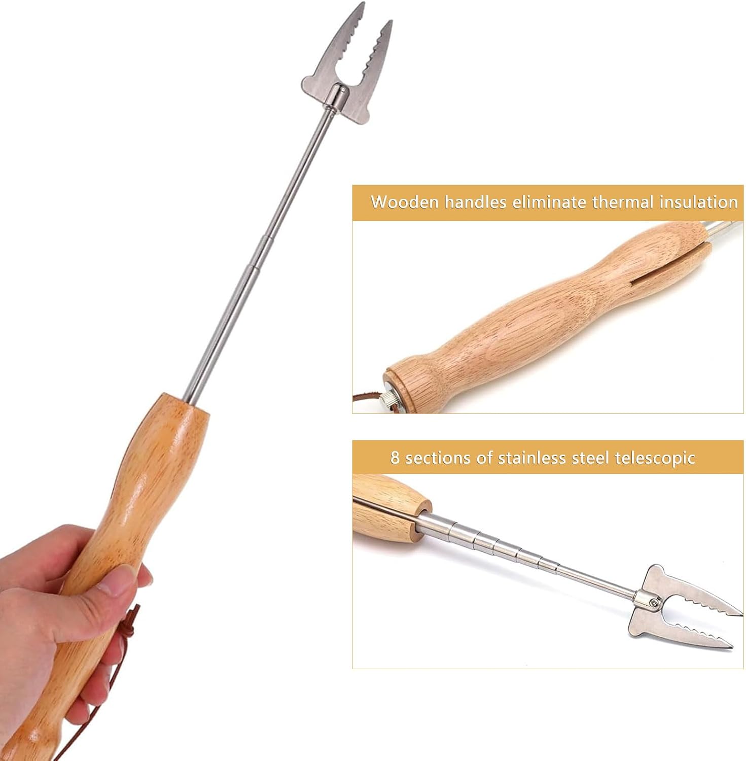 Marshmallow Roasting Sticks, 32 Inch Long Stainless Steel SmoresSticks Extendable Marshmallow Sticks Barbecue Forks for Fire Pit Campfire BBQ - Image 3