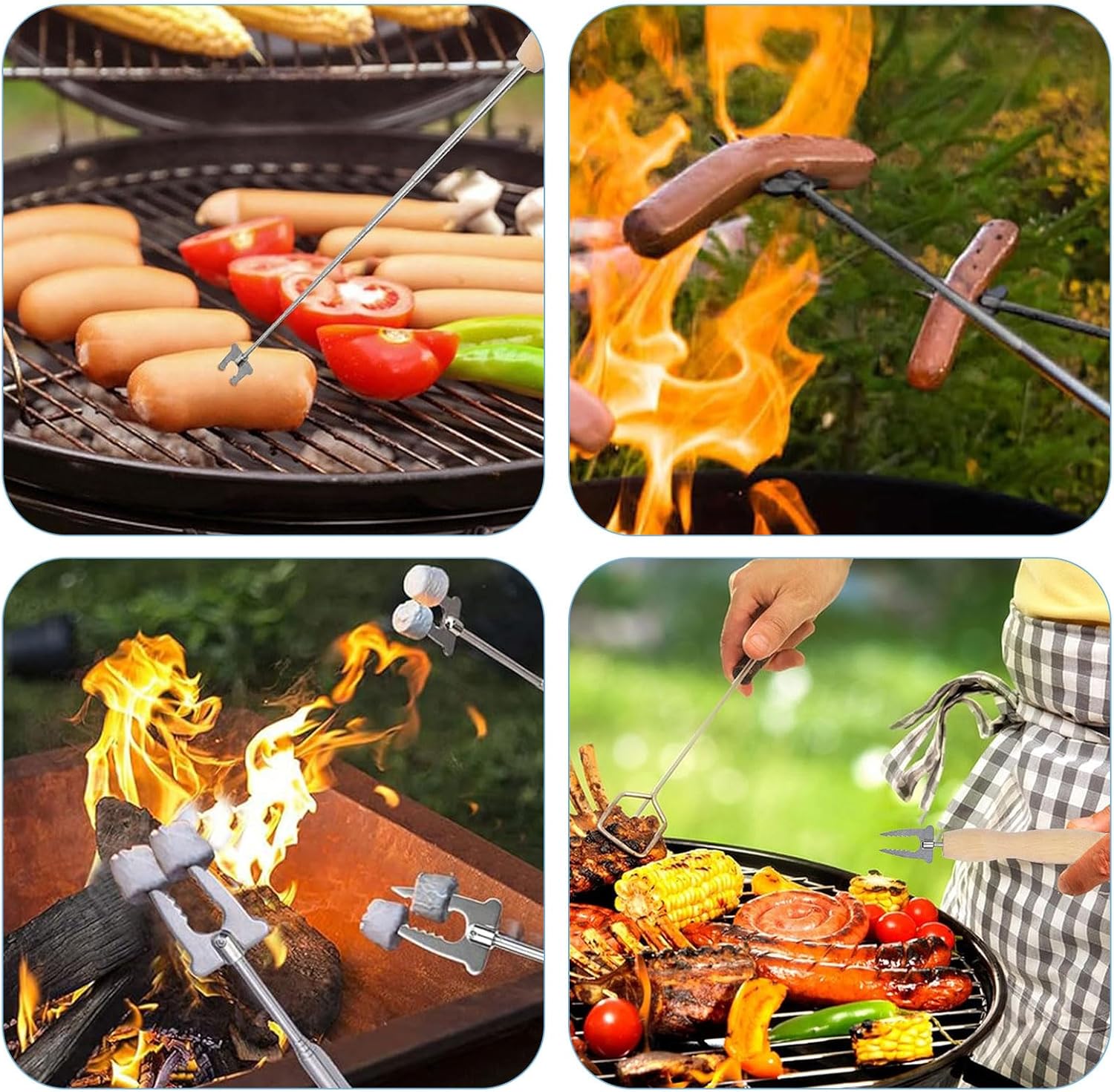 Marshmallow Roasting Sticks, 32 Inch Long Stainless Steel SmoresSticks Extendable Marshmallow Sticks Barbecue Forks for Fire Pit Campfire BBQ - Image 6