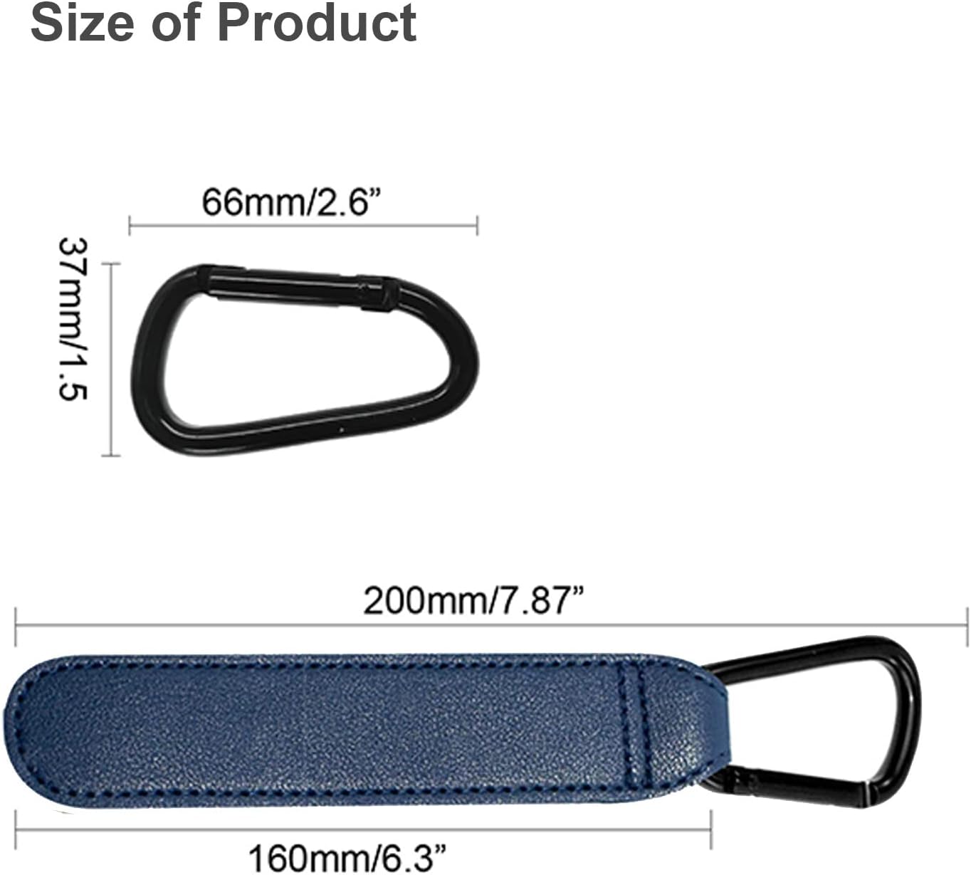 Baby Stroller Hooks, 2 PCS Leather Heavy Duty Mommy Hook with Adjustable Strap for Hanging Diaper Bag, Stroller Organizer, Groceries on Buggy Pushchair (Black) - Image 2