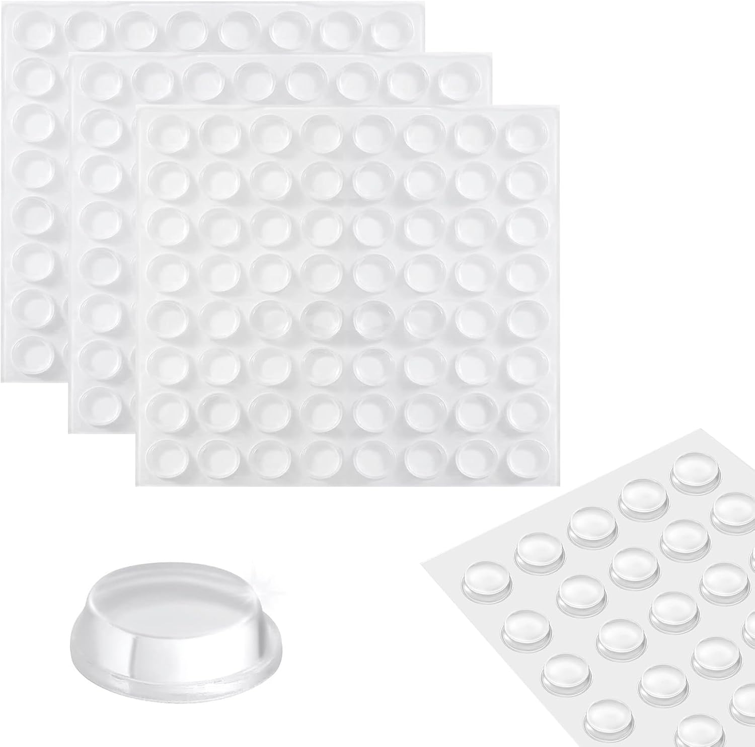 Cabinet Door Bumpers 192 Pcs Self Adhesive Sound Dampening Bumpers Pads, Clear Round Rubber Feet for Surface Protection and Furniture Noise Reduction, Drawers, Cupboard, Picture Frames, Door - Image 1
