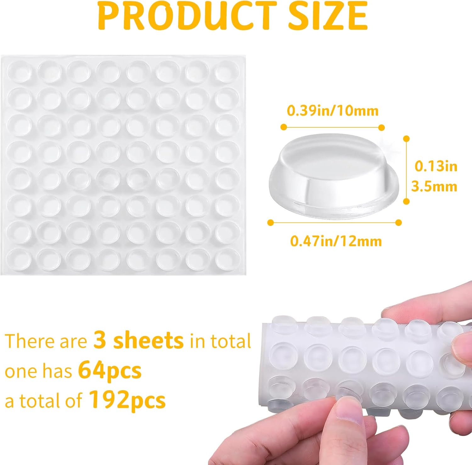Cabinet Door Bumpers 192 Pcs Self Adhesive Sound Dampening Bumpers Pads, Clear Round Rubber Feet for Surface Protection and Furniture Noise Reduction, Drawers, Cupboard, Picture Frames, Door - Image 2