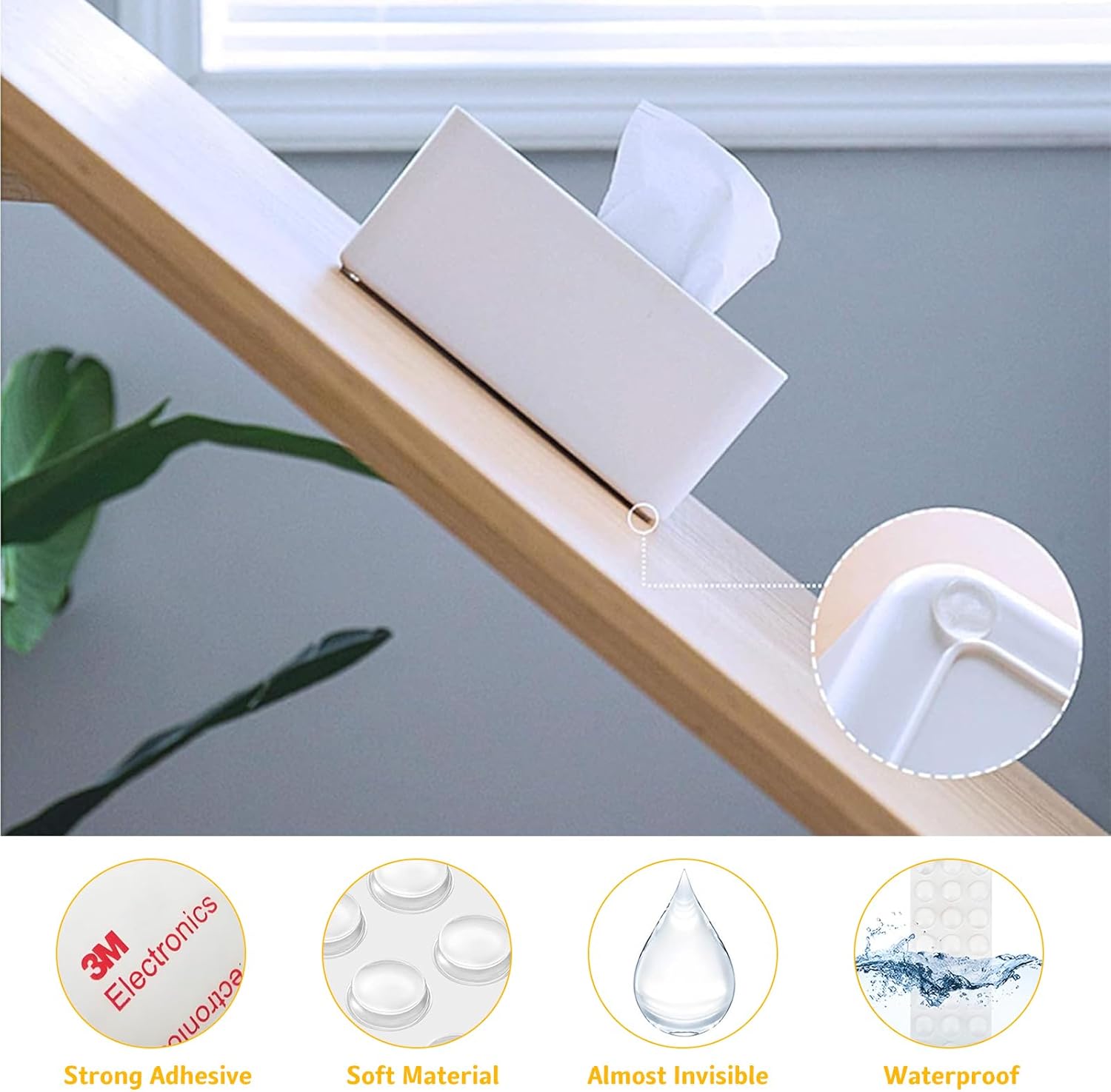 Cabinet Door Bumpers 192 Pcs Self Adhesive Sound Dampening Bumpers Pads, Clear Round Rubber Feet for Surface Protection and Furniture Noise Reduction, Drawers, Cupboard, Picture Frames, Door - Image 3