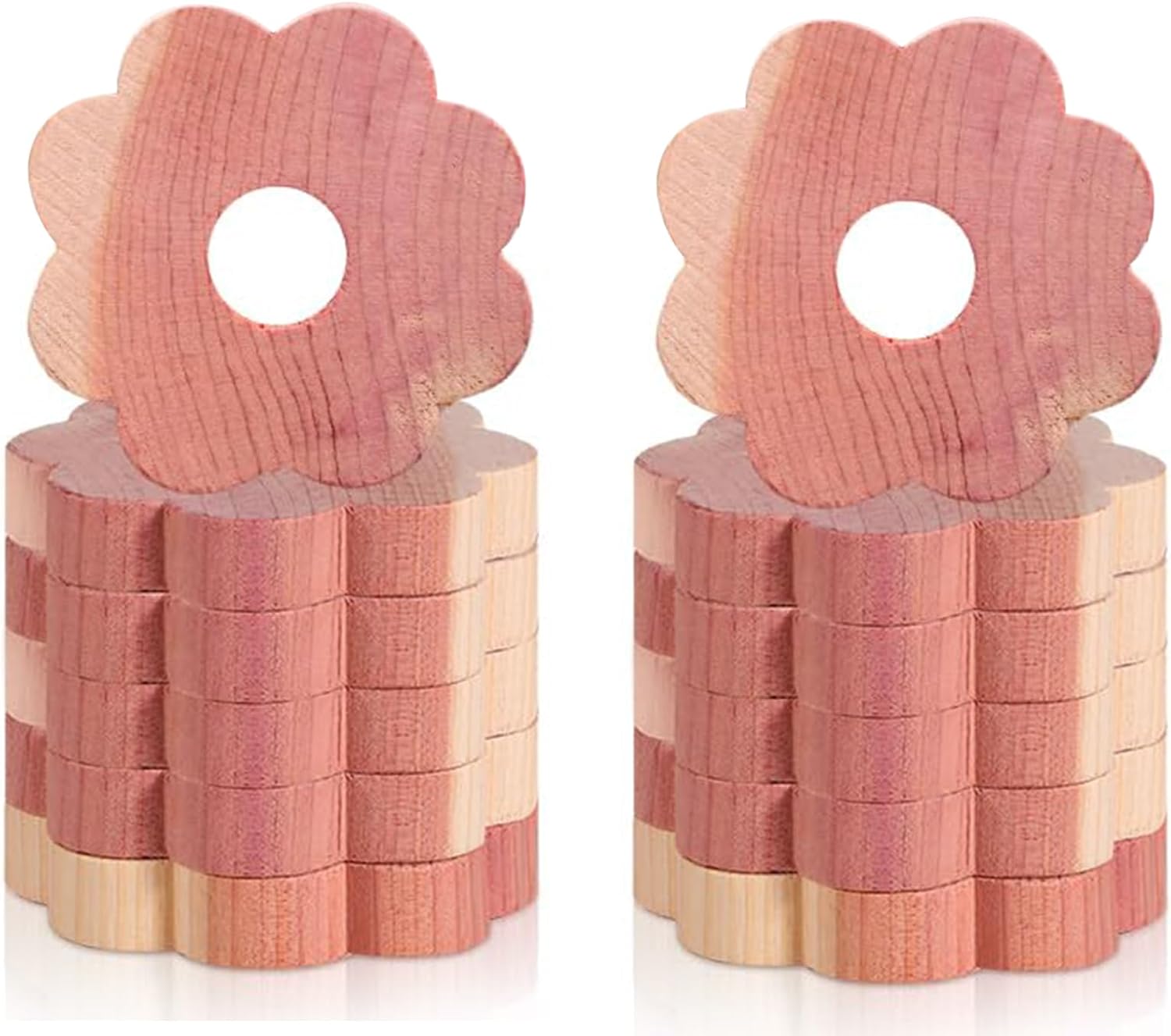 12 Pcs Cedar Blocks for Clothes Storage, Cedar Wood Flowers Rings Natural Aromatic Cedar Accessories for Closets & Drawers - Image 1