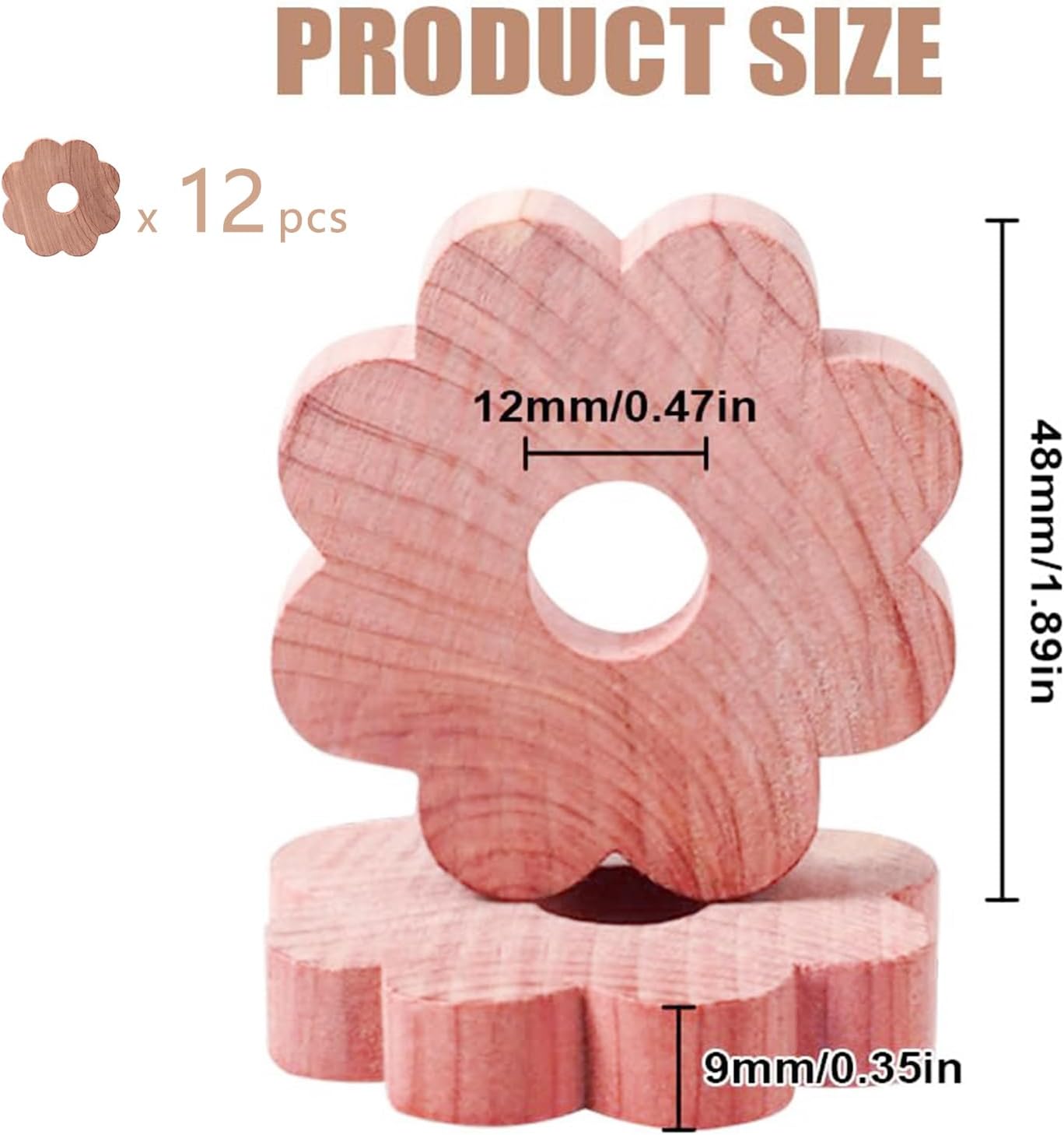 12 Pcs Cedar Blocks for Clothes Storage, Cedar Wood Flowers Rings Natural Aromatic Cedar Accessories for Closets & Drawers - Image 2