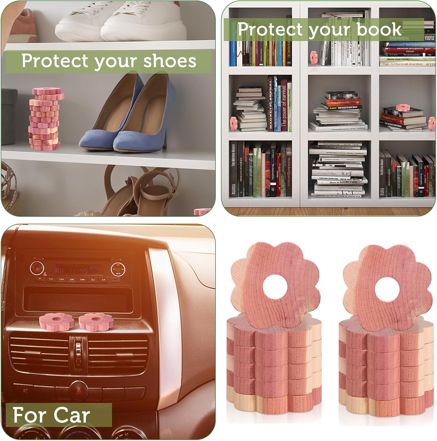 12 Pcs Cedar Blocks for Clothes Storage, Cedar Wood Flowers Rings Natural Aromatic Cedar Accessories for Closets & Drawers - Image 6