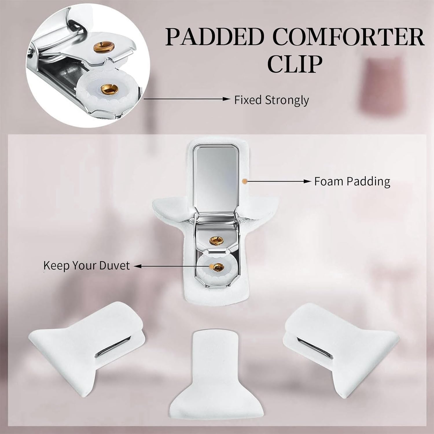 12 Pcs Padded Comforter Clips Duvet Cover Clips, Non-Slip Bed Sheet Clips Fasteners Duvet Clips for Inside Duvet Cover for Preventing Comforters from Shifting Inside - Image 6