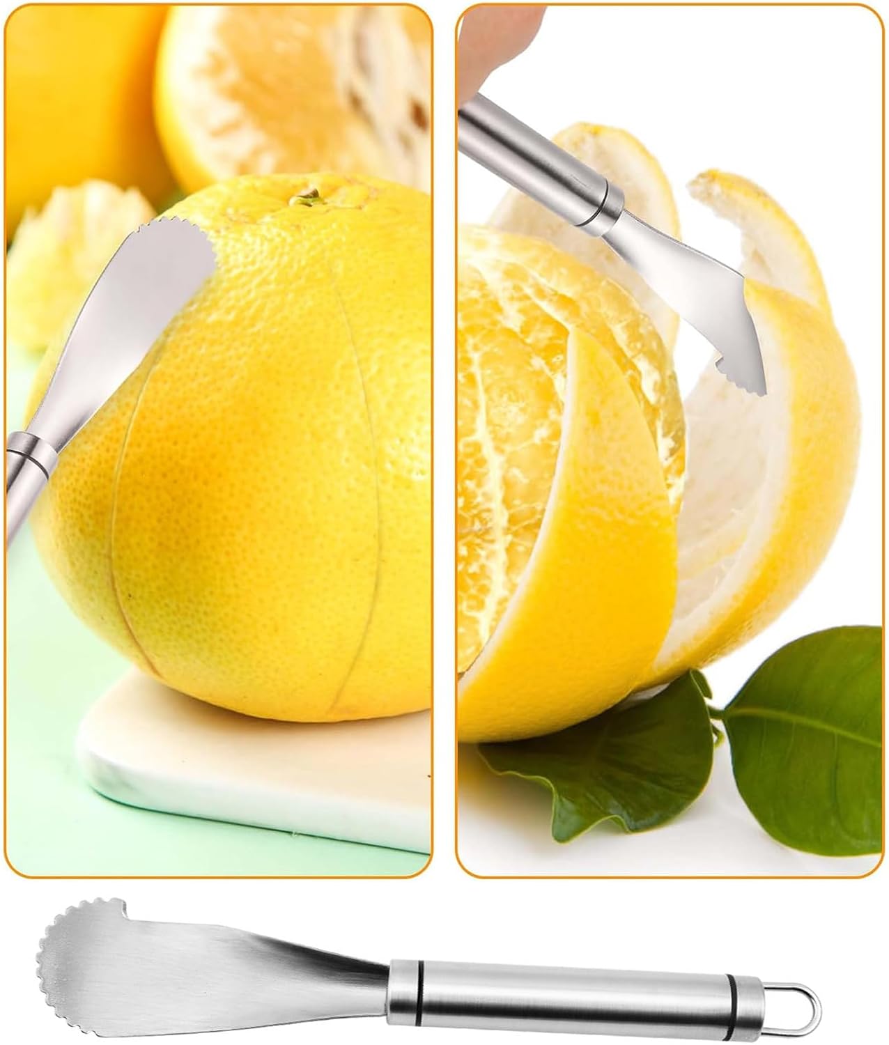 Stainless Steel Orange Peeler Tool Grapefruit Knife, Lemon Citrus Peel Cutter Vegetable Slicer Fruit Tools Kitchen Gadgets (2 Pack) - Image 5