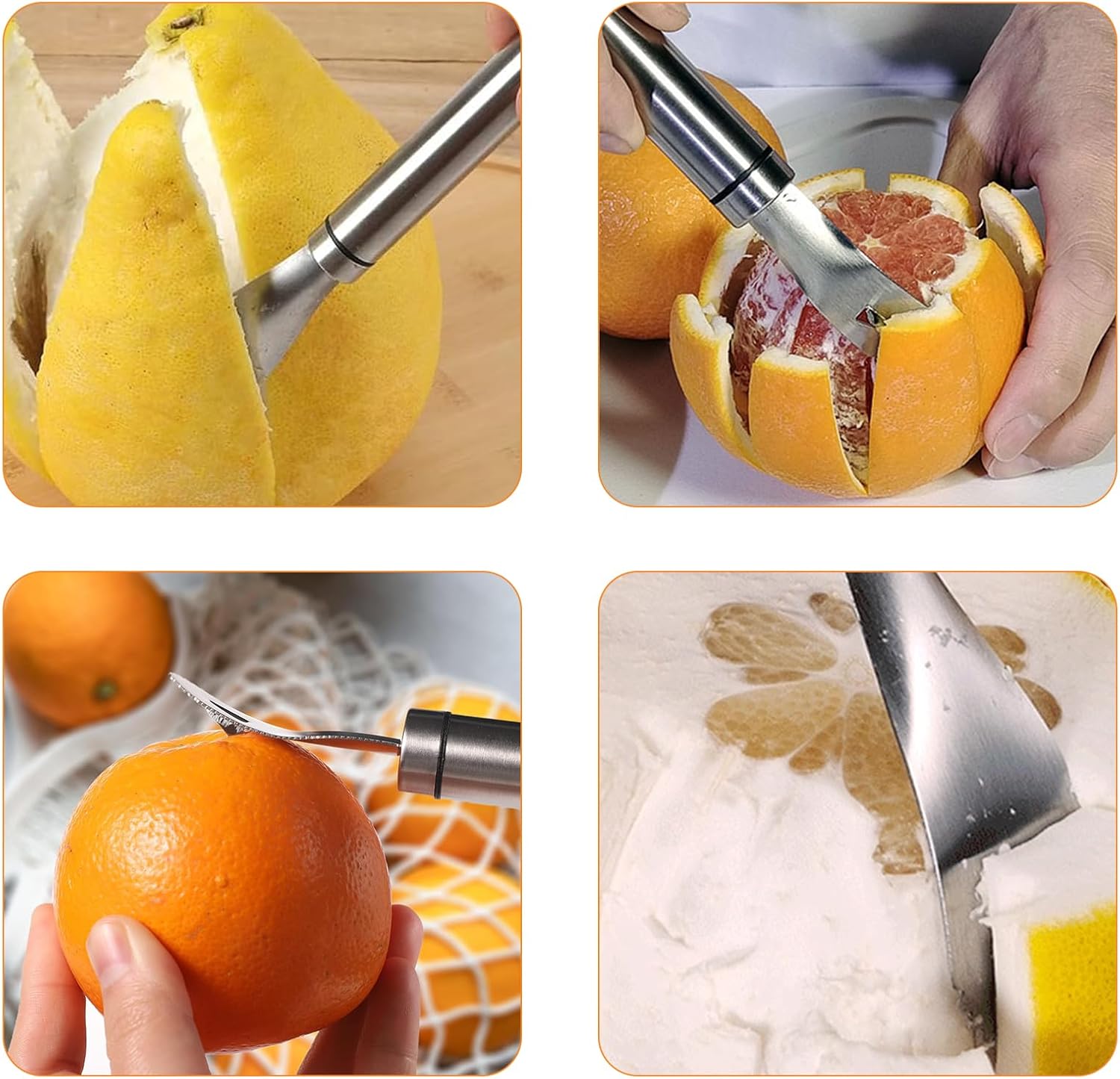 Stainless Steel Orange Peeler Tool Grapefruit Knife, Lemon Citrus Peel Cutter Vegetable Slicer Fruit Tools Kitchen Gadgets (2 Pack) - Image 6