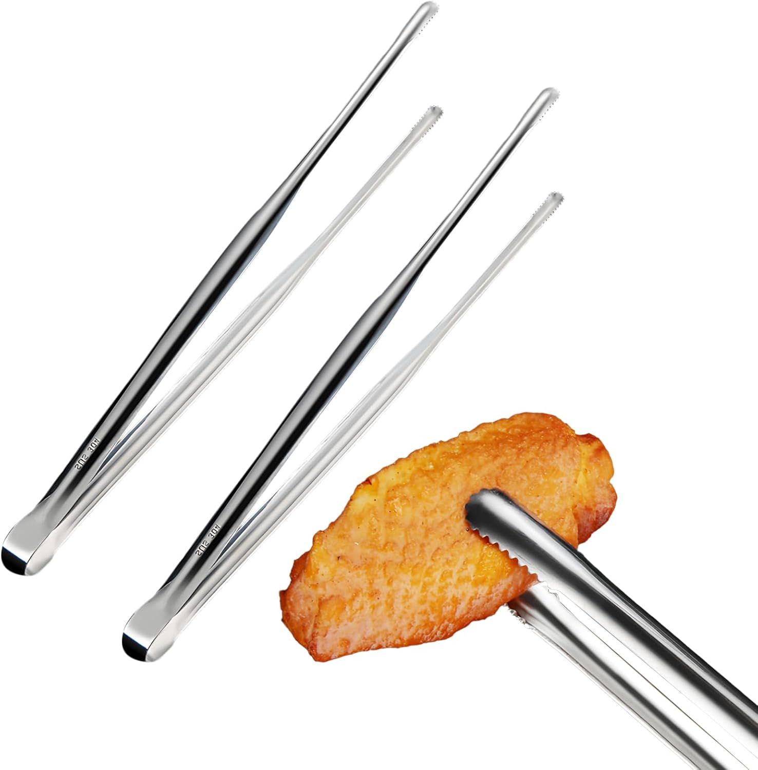 2 Pcs BBQ Kitchen Tongs, Stainless Steel Heat Resistant Tweezer Tongs Utensils for Kitchen Cooking, Grilling - Image 1