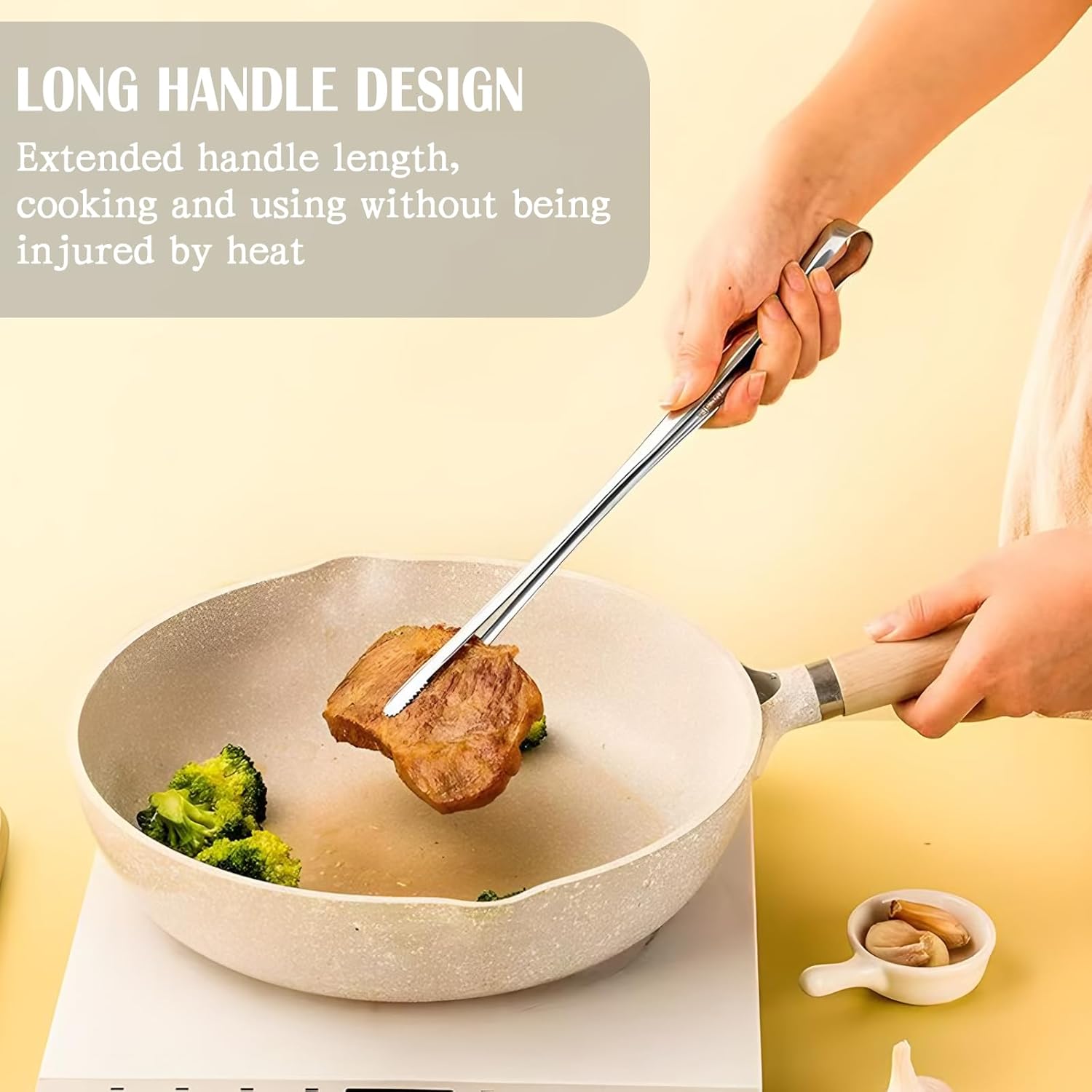 2 Pcs BBQ Kitchen Tongs, Stainless Steel Heat Resistant Tweezer Tongs Utensils for Kitchen Cooking, Grilling - Image 4