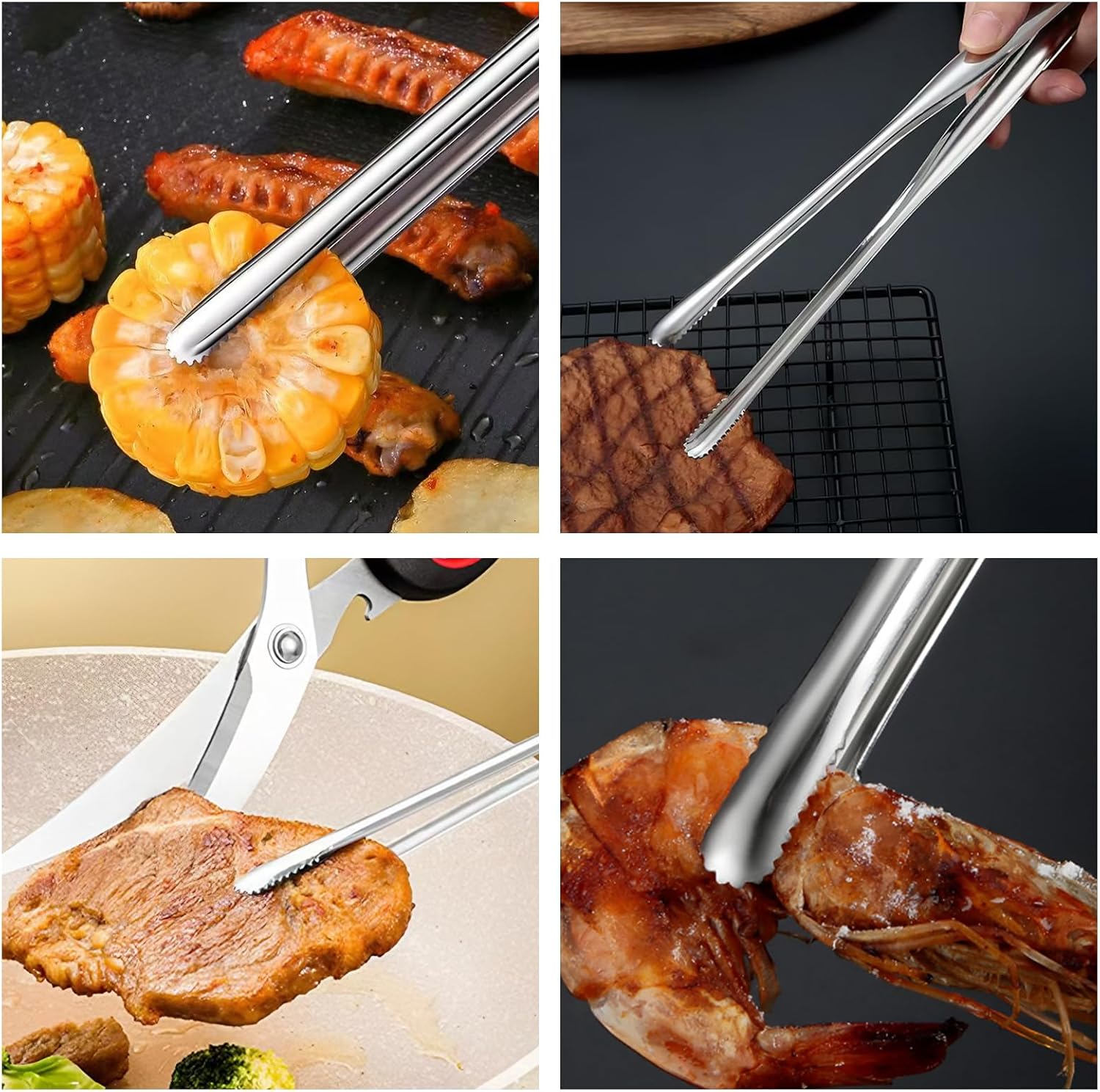 2 Pcs BBQ Kitchen Tongs, Stainless Steel Heat Resistant Tweezer Tongs Utensils for Kitchen Cooking, Grilling - Image 6