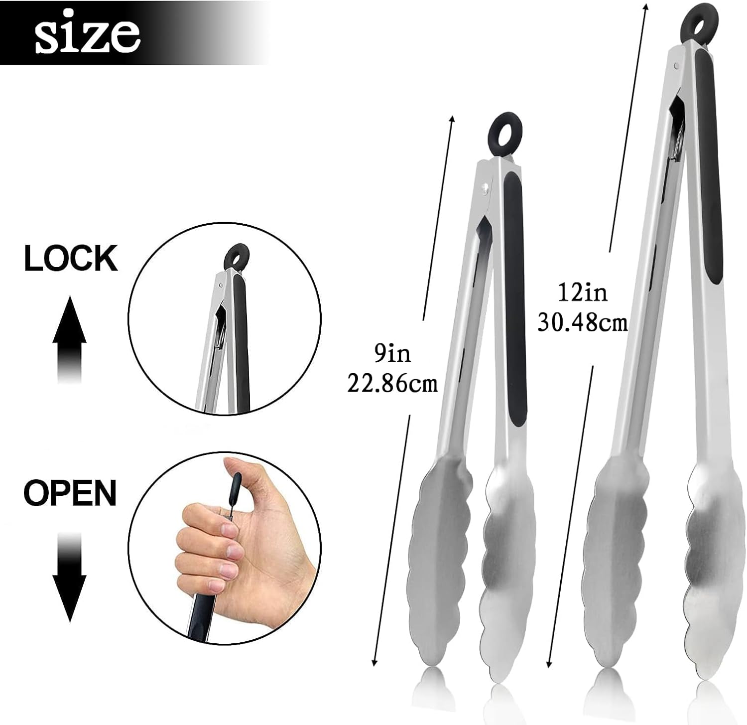 2 Pack Kitchen Tongs, 9