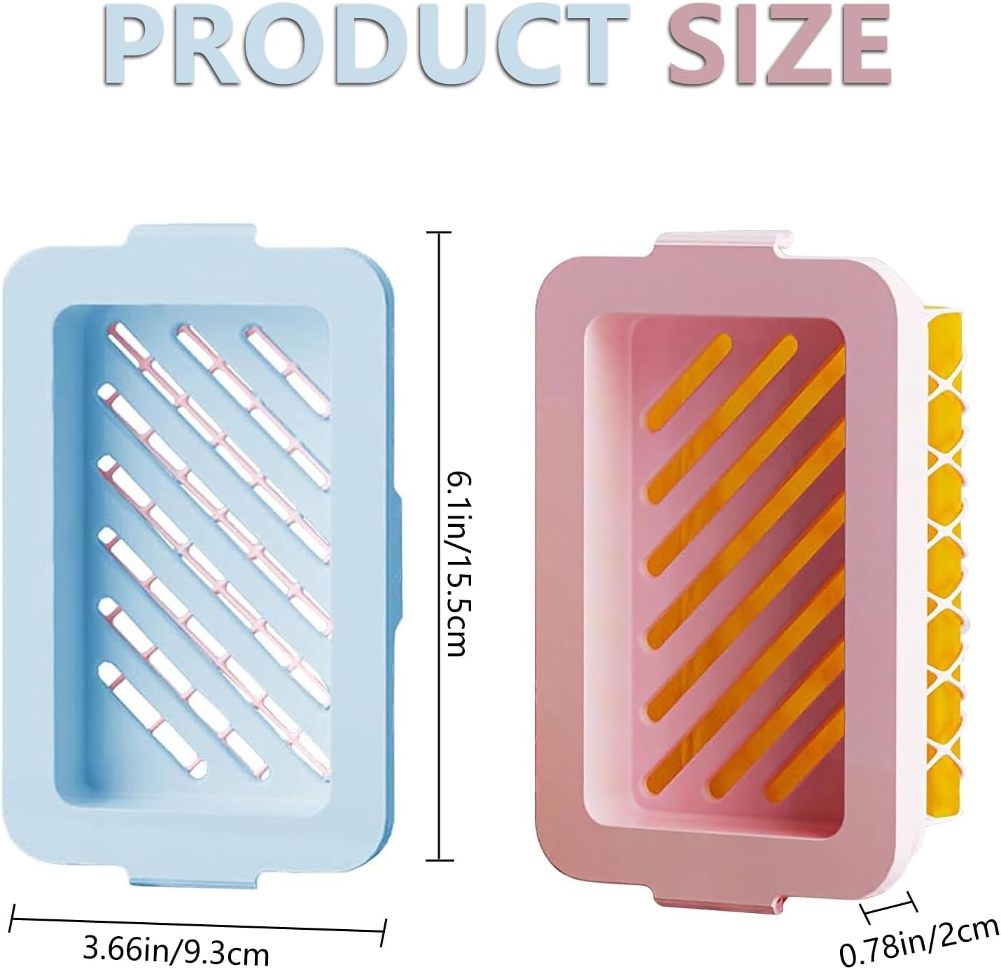 2 Pack Soap Holder Bar Soap Dish with Drain, Non-Slip Soap Box with Fixed Soap Net for Bathroom Gym (Pink, Blue) - Image 2