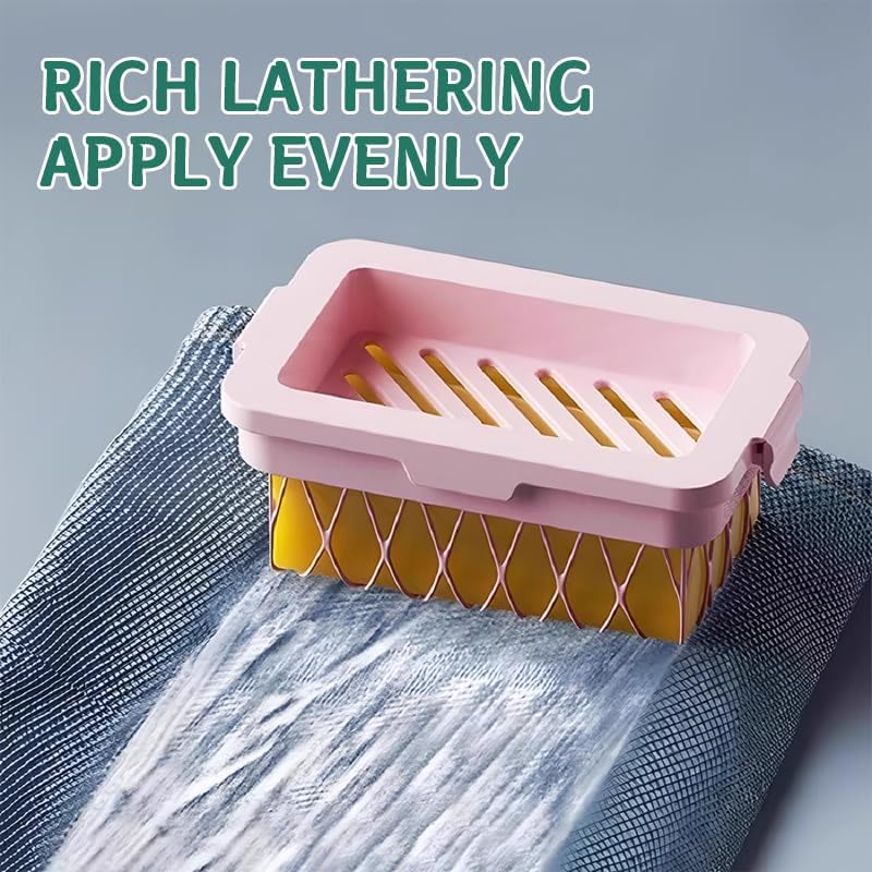 2 Pack Soap Holder Bar Soap Dish with Drain, Non-Slip Soap Box with Fixed Soap Net for Bathroom Gym (Pink, Blue) - Image 5