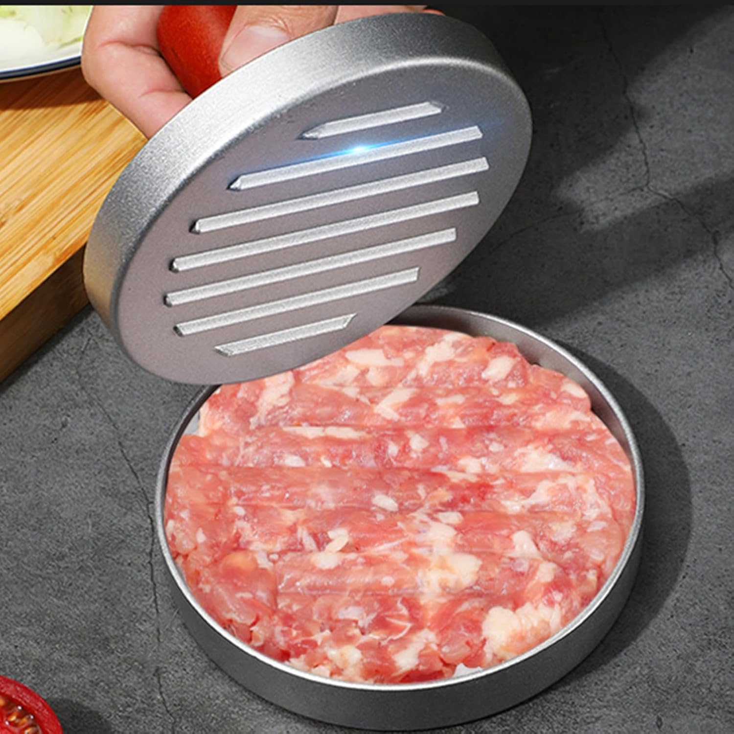 Hamburger Press Patty Maker, 4.6 in Food Grade Aluminum Burger Press, Non-Stick, with 100 Pcs Wax Paper, for Grilling and Cooking - Image 4