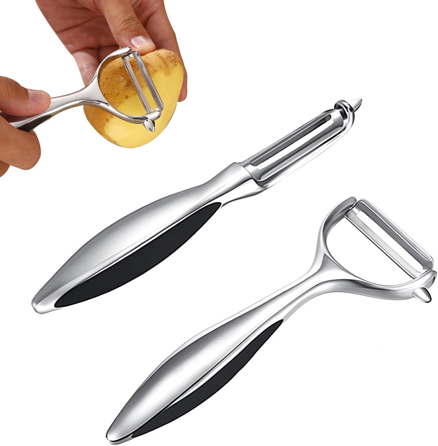 Vegetable Peeler Swivel Potato Peelers, Multifunction Peeler Set, Sharp Stainless Steel Blades and Ergonomic Handle - Image 1