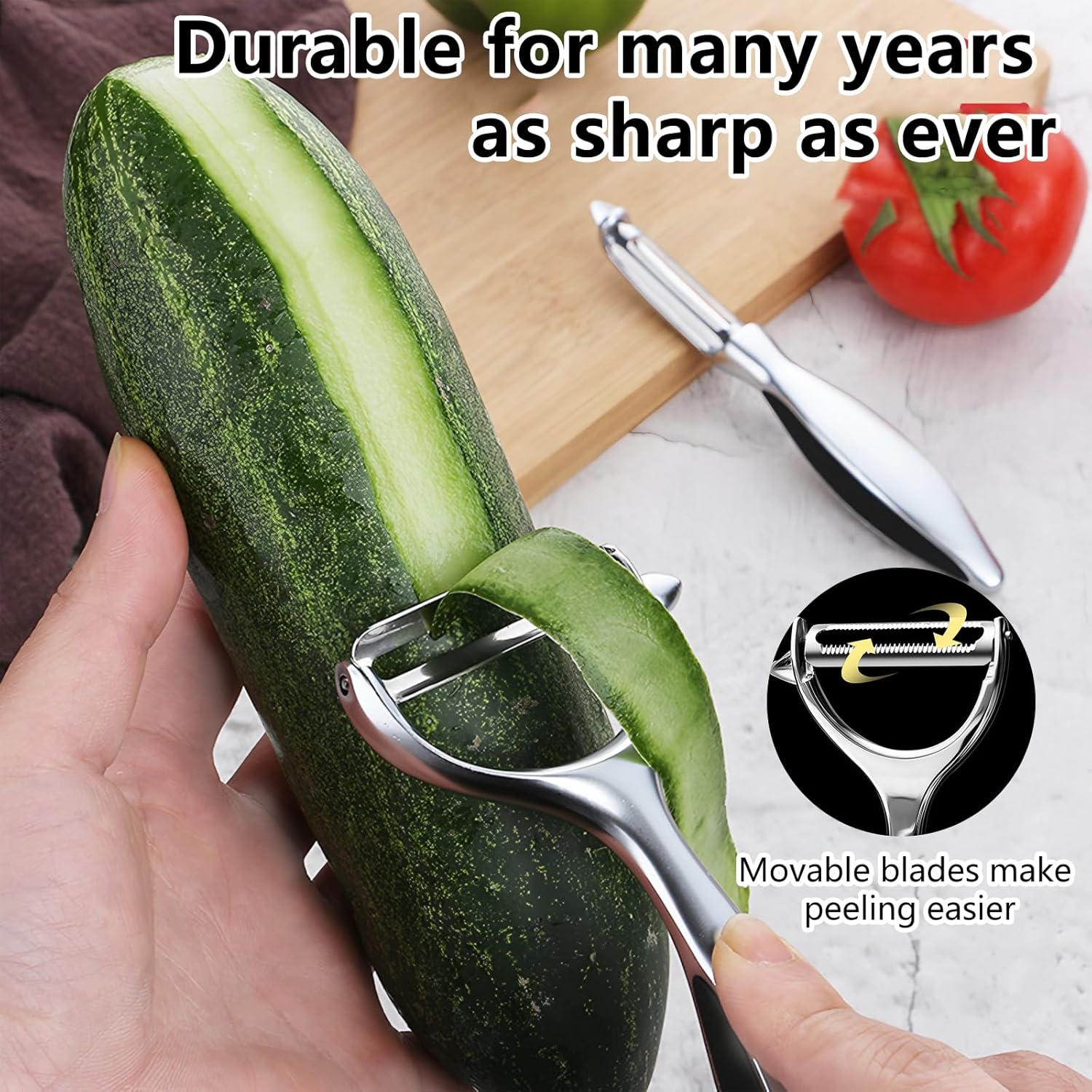 Vegetable Peeler Swivel Potato Peelers, Multifunction Peeler Set, Sharp Stainless Steel Blades and Ergonomic Handle - Image 5