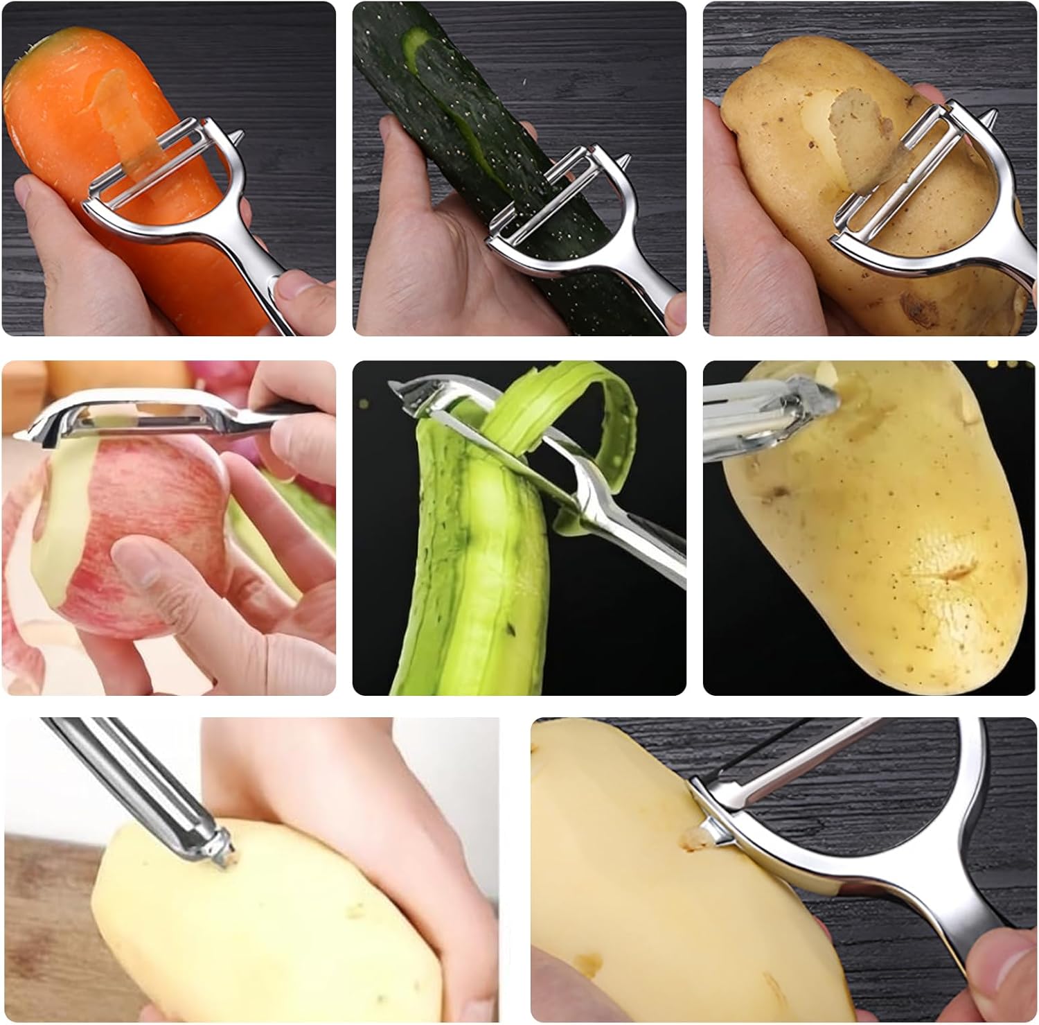 Vegetable Peeler Swivel Potato Peelers, Multifunction Peeler Set, Sharp Stainless Steel Blades and Ergonomic Handle - Image 6