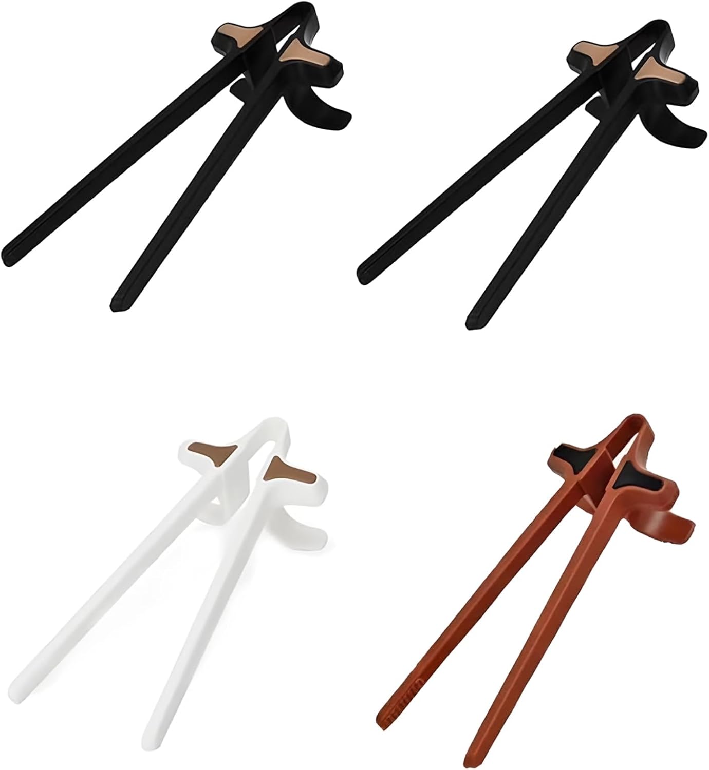 4Pcs Finger Chopsticks, Snack Chopsticks for Gamers Snack Clips Gamepad Accessories Mobile Game Accessories (Black, Brown, White) - Image 1