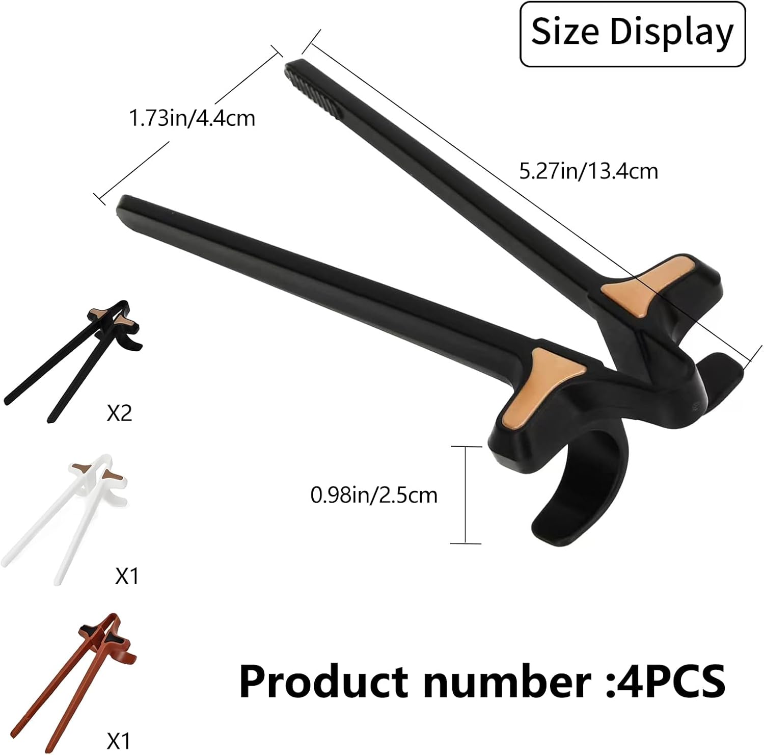 4Pcs Finger Chopsticks, Snack Chopsticks for Gamers Snack Clips Gamepad Accessories Mobile Game Accessories (Black, Brown, White) - Image 2