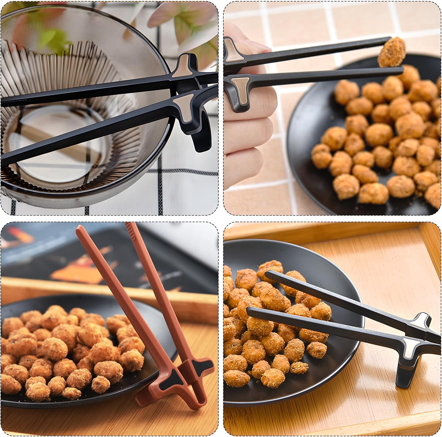 4Pcs Finger Chopsticks, Snack Chopsticks for Gamers Snack Clips Gamepad Accessories Mobile Game Accessories (Black, Brown, White) - Image 6