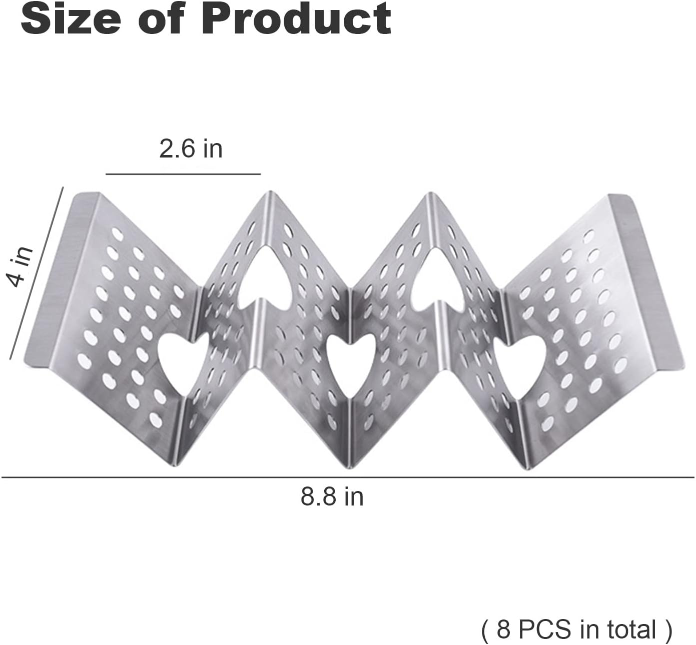 Taco Holders Taco Stand, 8 Packs Stainless Steel Taco Stand Rack Tray Hollow Corn Holders Can Hold 2 or 3 Shells Tacos - Image 2