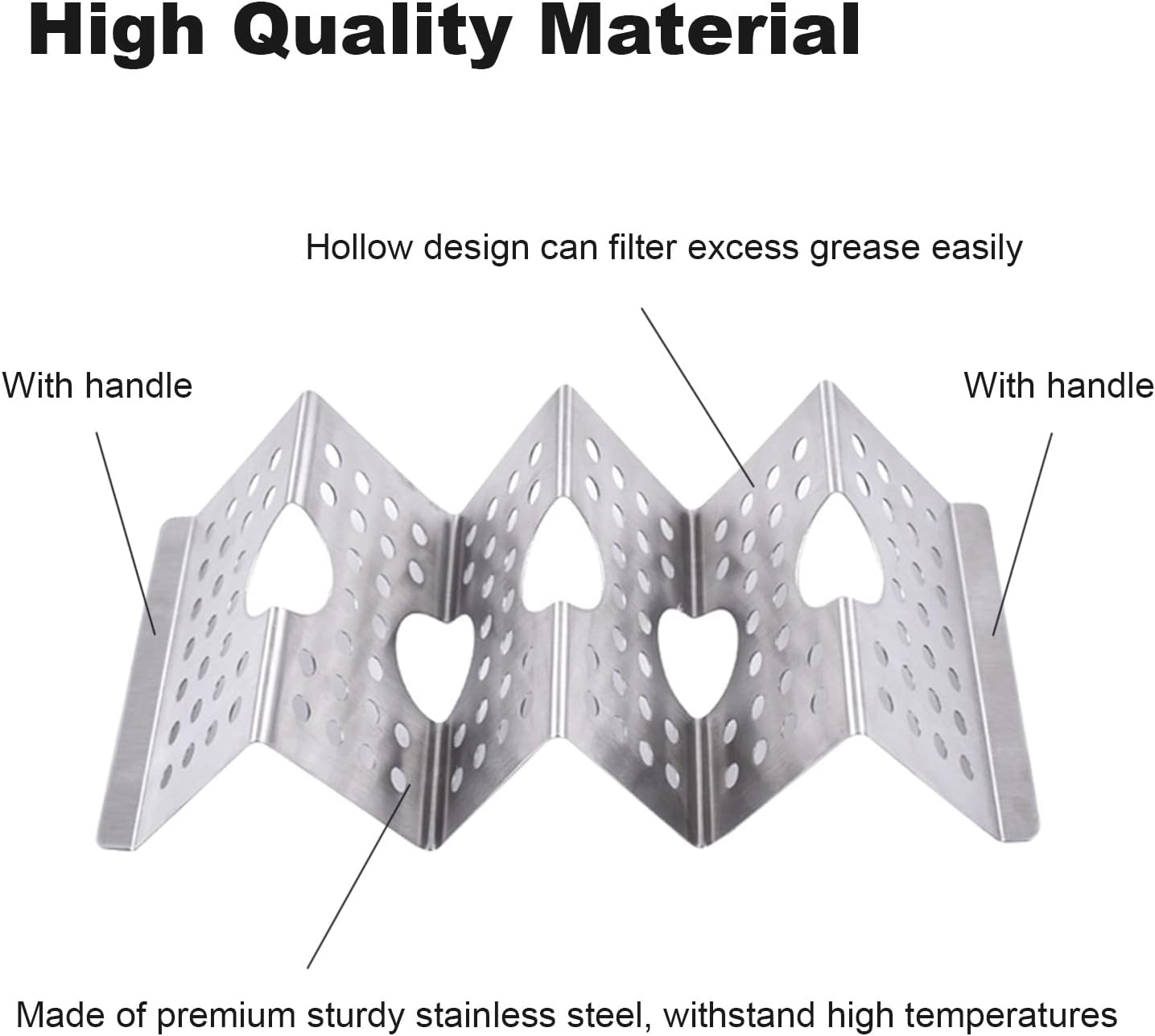 Taco Holders Taco Stand, 8 Packs Stainless Steel Taco Stand Rack Tray Hollow Corn Holders Can Hold 2 or 3 Shells Tacos - Image 3