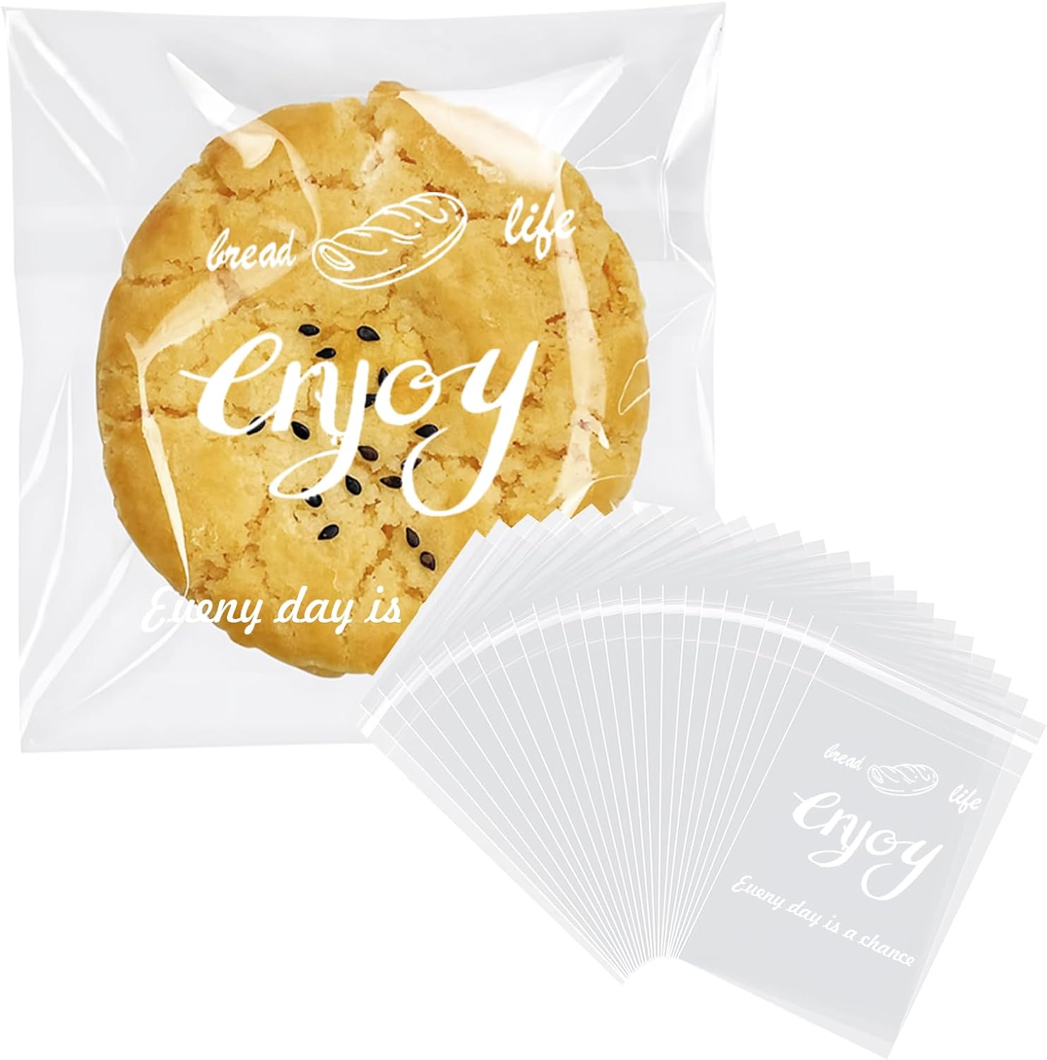 Clear Self Sealing Cellophane Bags, 5x7 Inch Cookie Treat Bags, 200 Pcs Resealable Cellophane Bag for Packaging Cookies, Gifts, Products, Pastry, Candy - Image 1