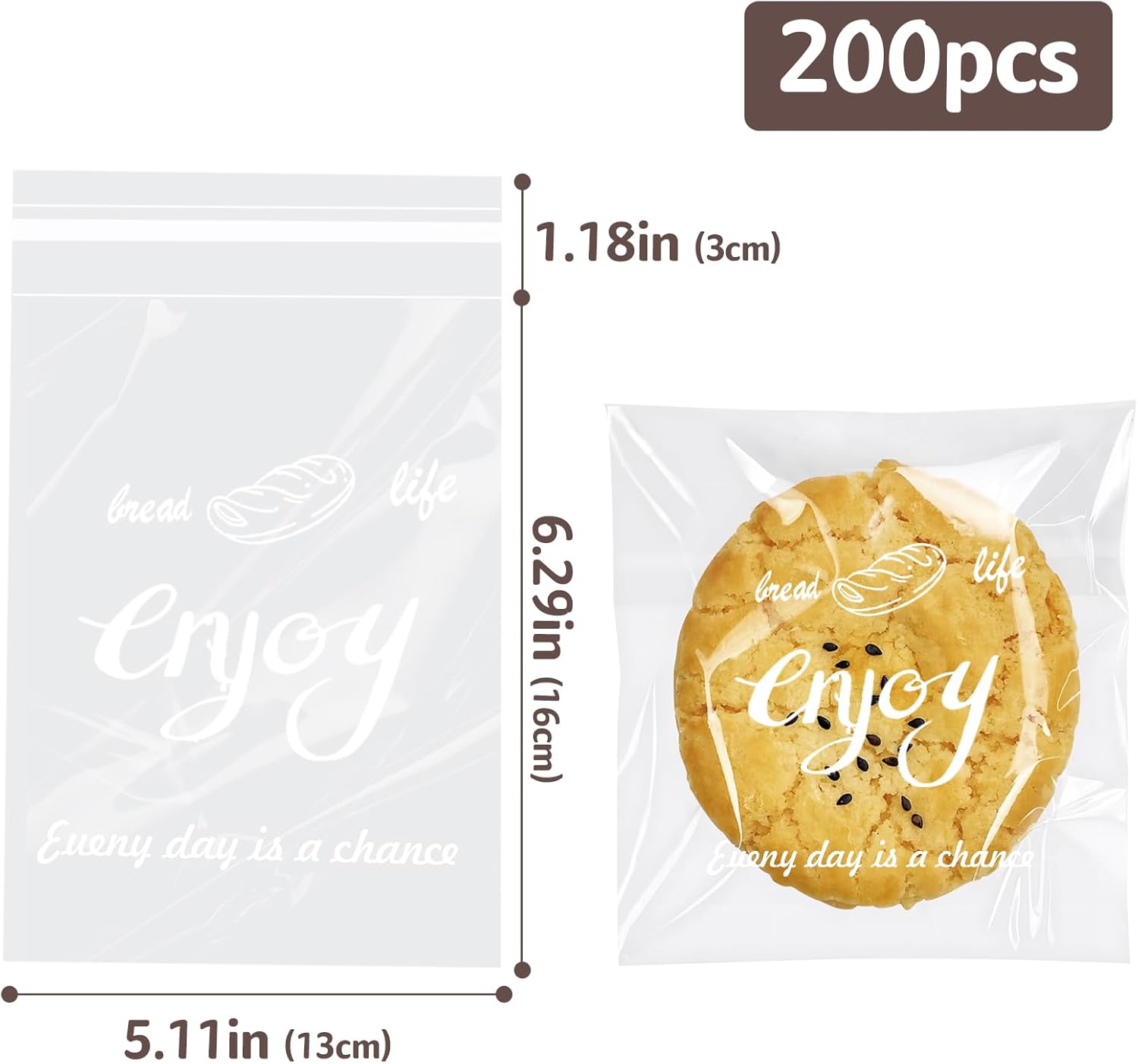 Clear Self Sealing Cellophane Bags, 5x7 Inch Cookie Treat Bags, 200 Pcs Resealable Cellophane Bag for Packaging Cookies, Gifts, Products, Pastry, Candy - Image 2