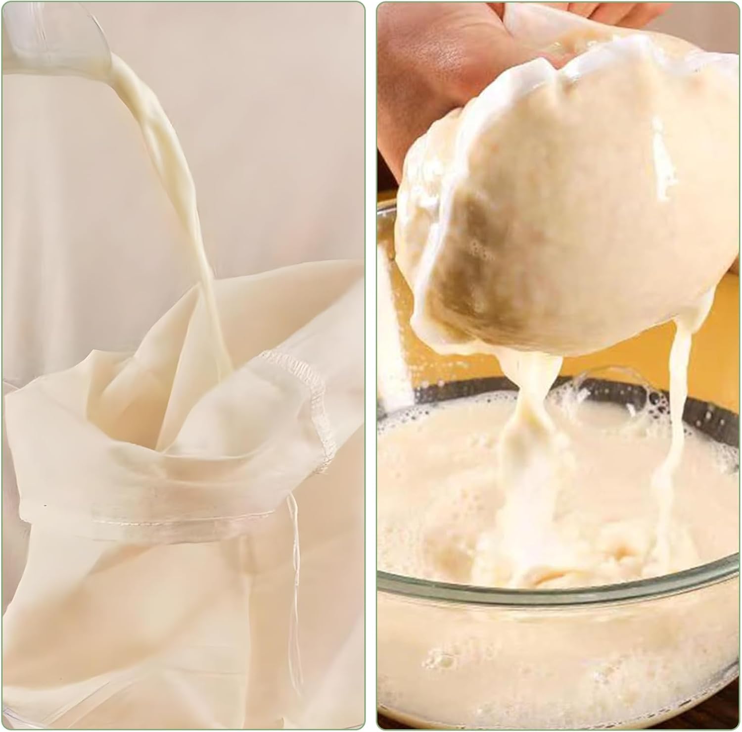 Nut Milk Bags, 3 Pack Cheesecloth Bags Filter, 13.78 x 17.72 in, Unbleached Cotton Muslin Cloth Bags for Cheese, Tea, Yogurt, Nut Milk, Juice, Wine, Coffee - Image 4